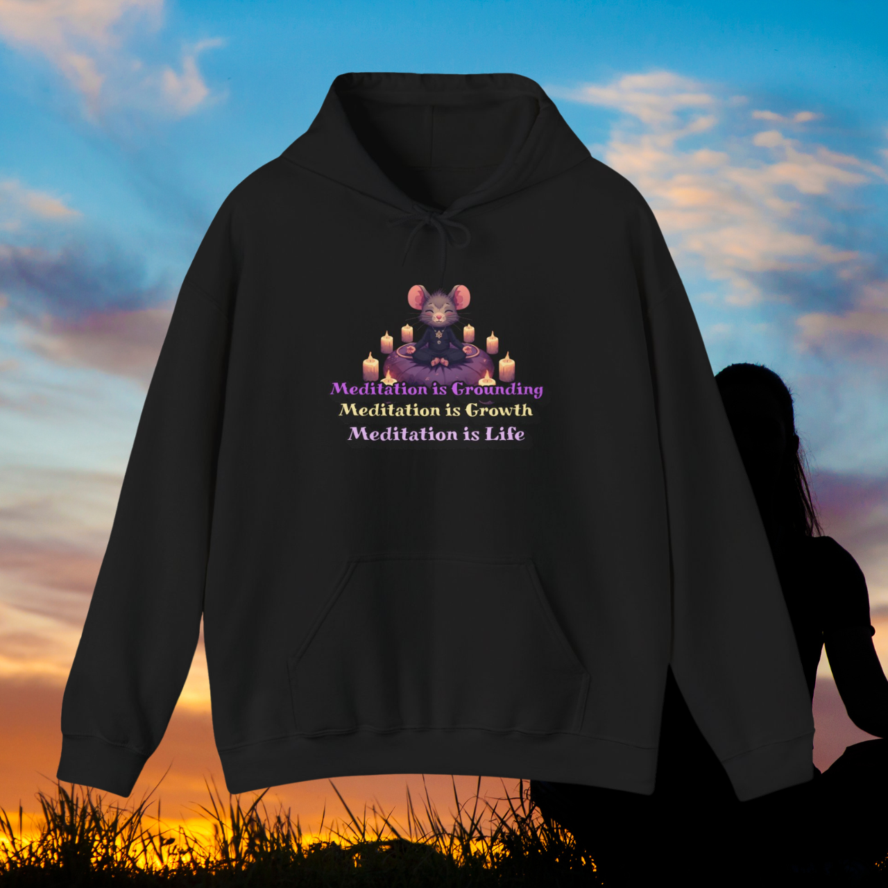 Cute Meditation Mouse Soft Unisex Heavy Blend™ Hooded Sweatshirt