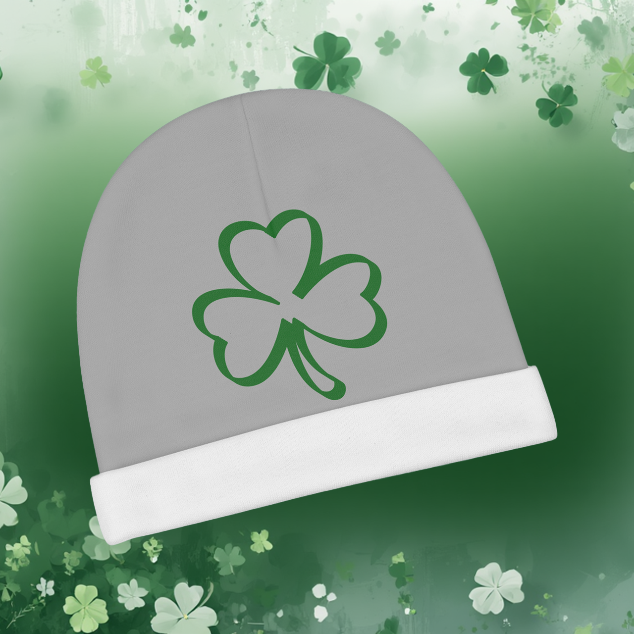 Baby Beanie - Green Shamrock Newborn Hat | St. Patrick’s Day Infant Cap product thumbnail image Baby Beanie - Green Shamrock Newborn Hat | St. Patrick’s Day Infant Cap product thumbnail image