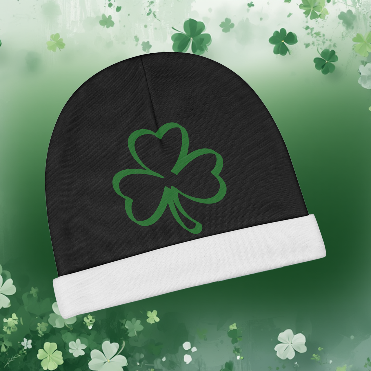 Baby Beanie - Green Shamrock Newborn Hat | St. Patrick’s Day Infant Cap product thumbnail image