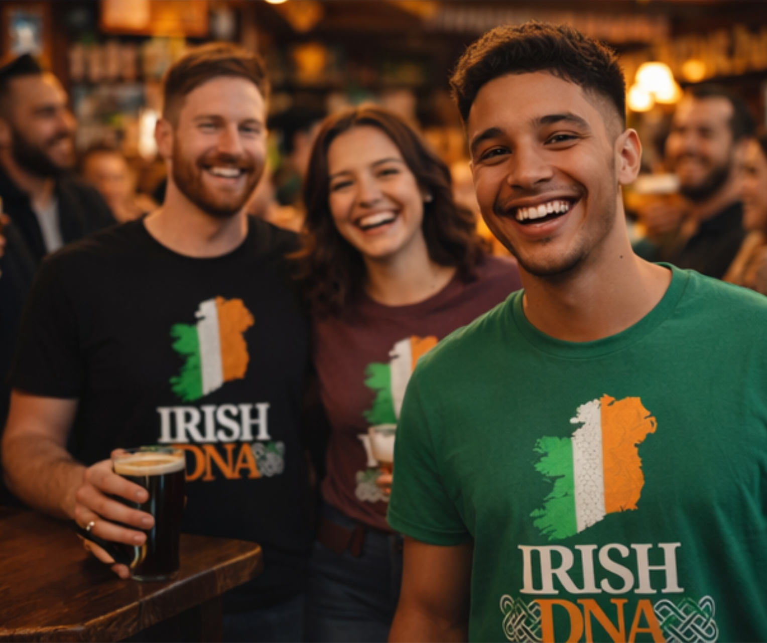Irish DNA T-Shirt — Ireland Map Tricolor with Celtic Knot & Shamrock Vines product thumbnail image Irish DNA T-Shirt — Ireland Map Tricolor with Celtic Knot & Shamrock Vines product thumbnail image