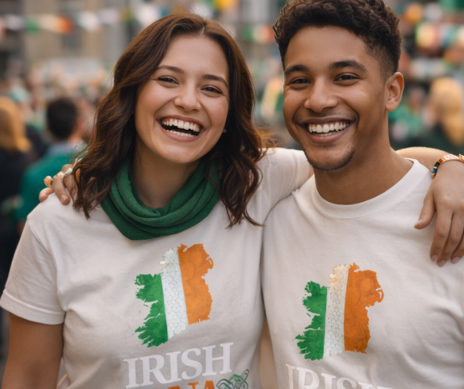 Irish DNA T-Shirt — Ireland Map Tricolor with Celtic Knot & Shamrock Vines product thumbnail image Irish DNA T-Shirt — Ireland Map Tricolor with Celtic Knot & Shamrock Vines product thumbnail image