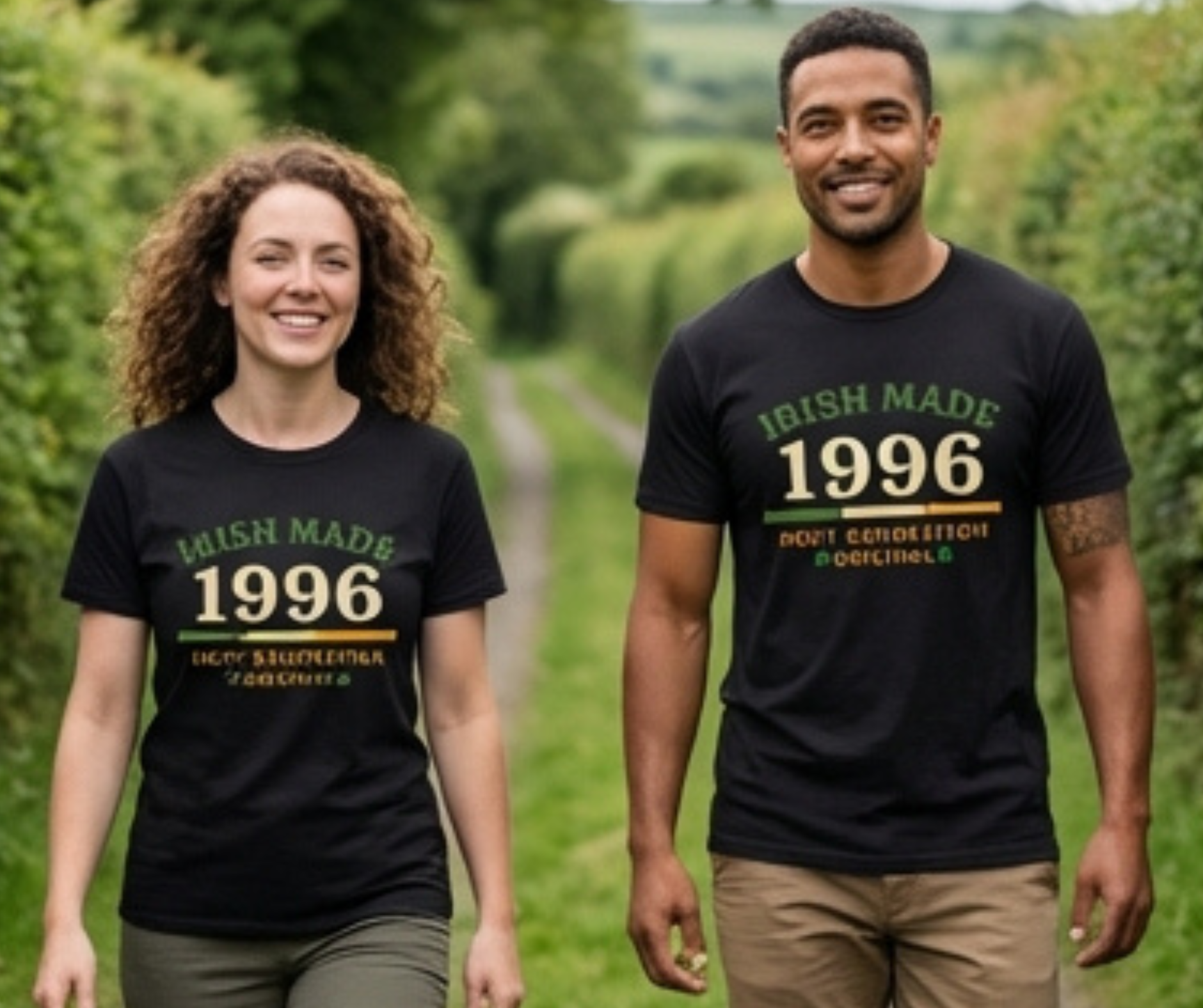 Irish Made 1996 Vintage Shamrock T-Shirt — Retro Heritage Birth Year Pride product thumbnail image