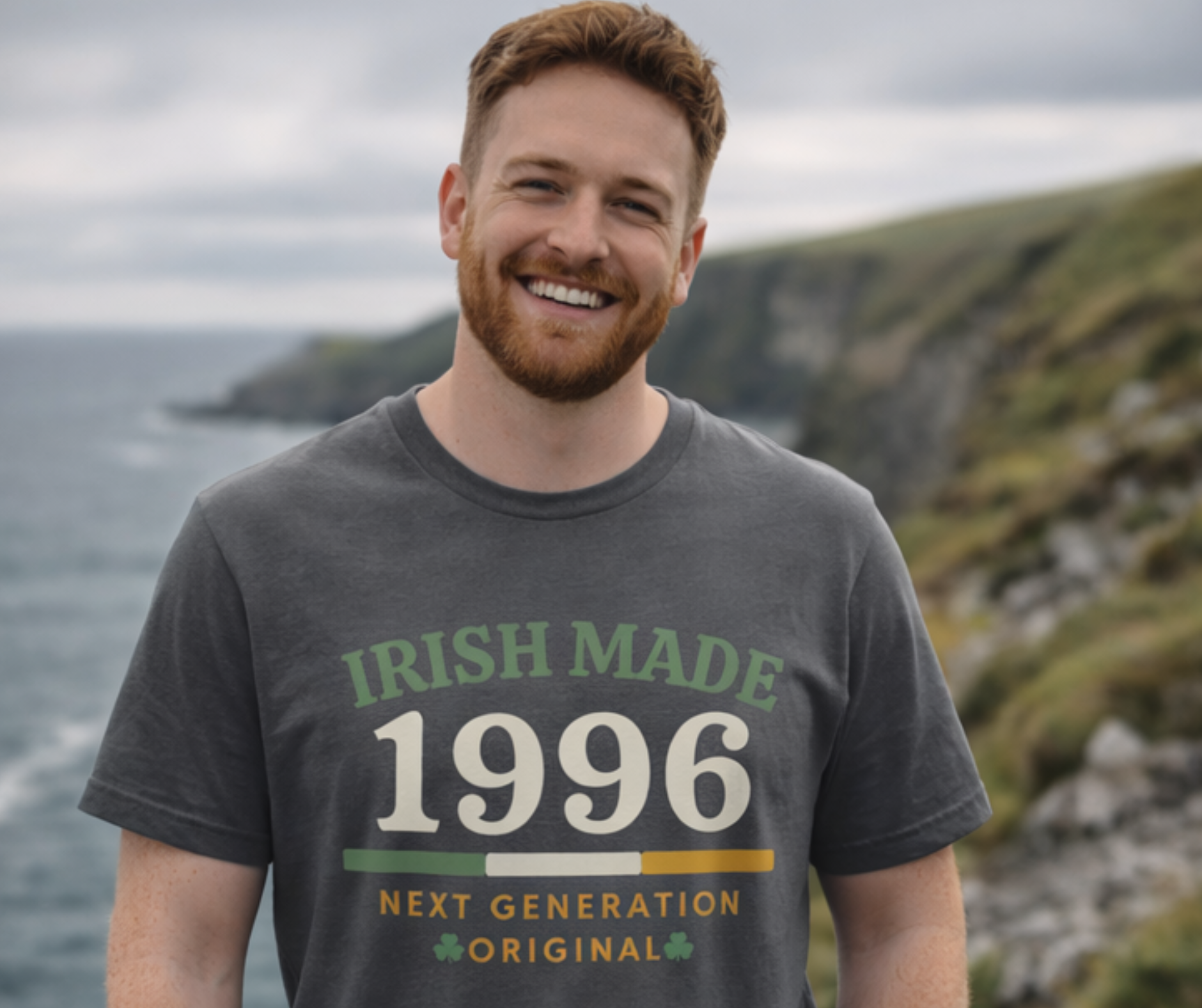 Irish Made 1996 Vintage Shamrock T-Shirt — Retro Heritage Birth Year Pride product thumbnail image