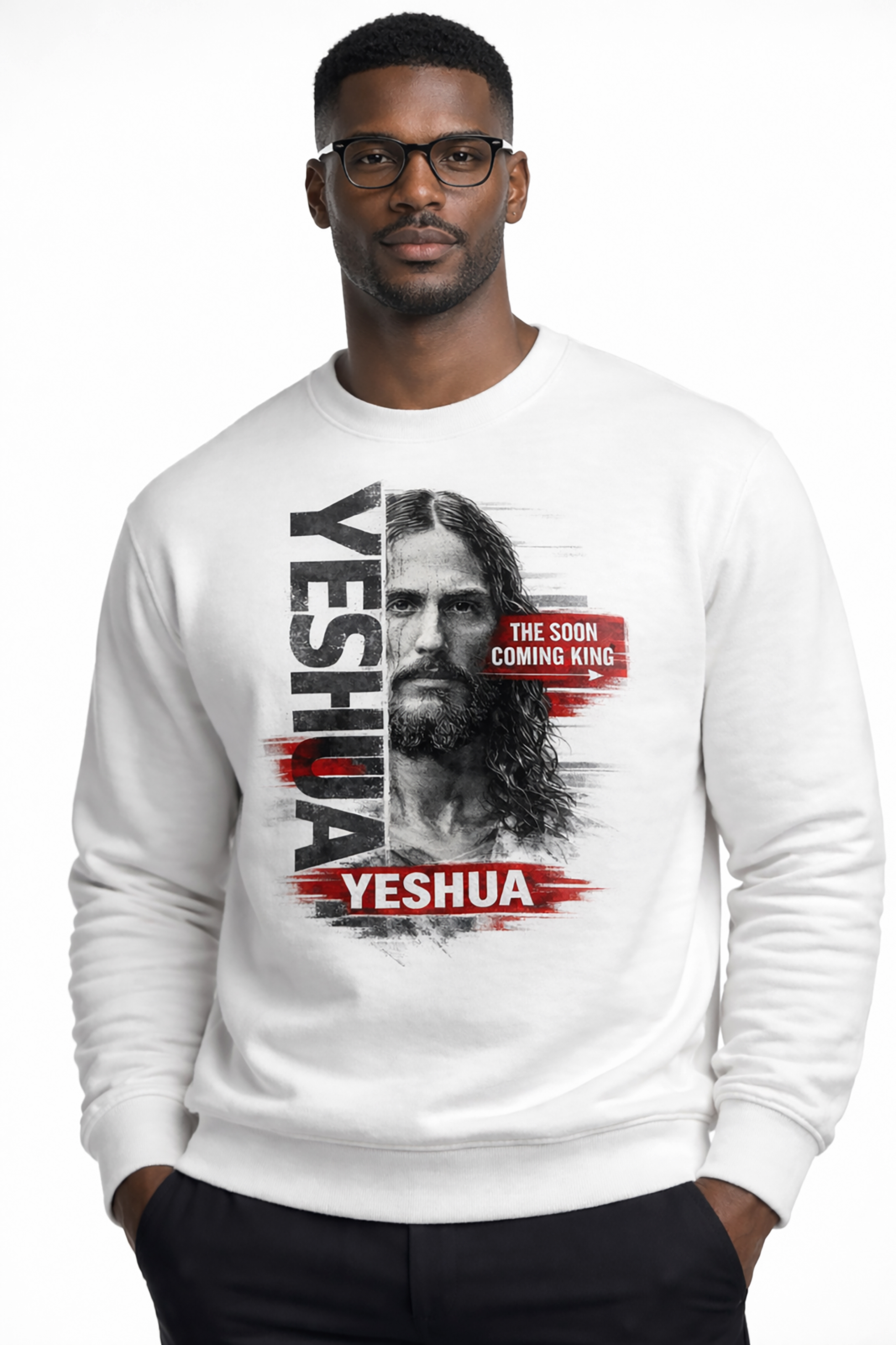 Yeshua Crewneck Sweatshirt – 'The Soon Coming King' Christian Graphic Pullover product thumbnail image Yeshua Crewneck Sweatshirt – 'The Soon Coming King' Christian Graphic Pullover product thumbnail image