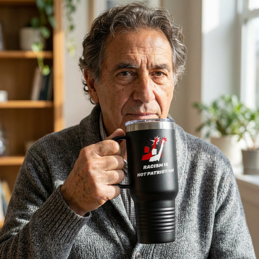 40 oz Insulated Travel Tumbler with Reusable Straw – “Racism Is Not Patriotism” Anti-Racism Design | LifeCoachDesigns.shop Exclusive product thumbnail image