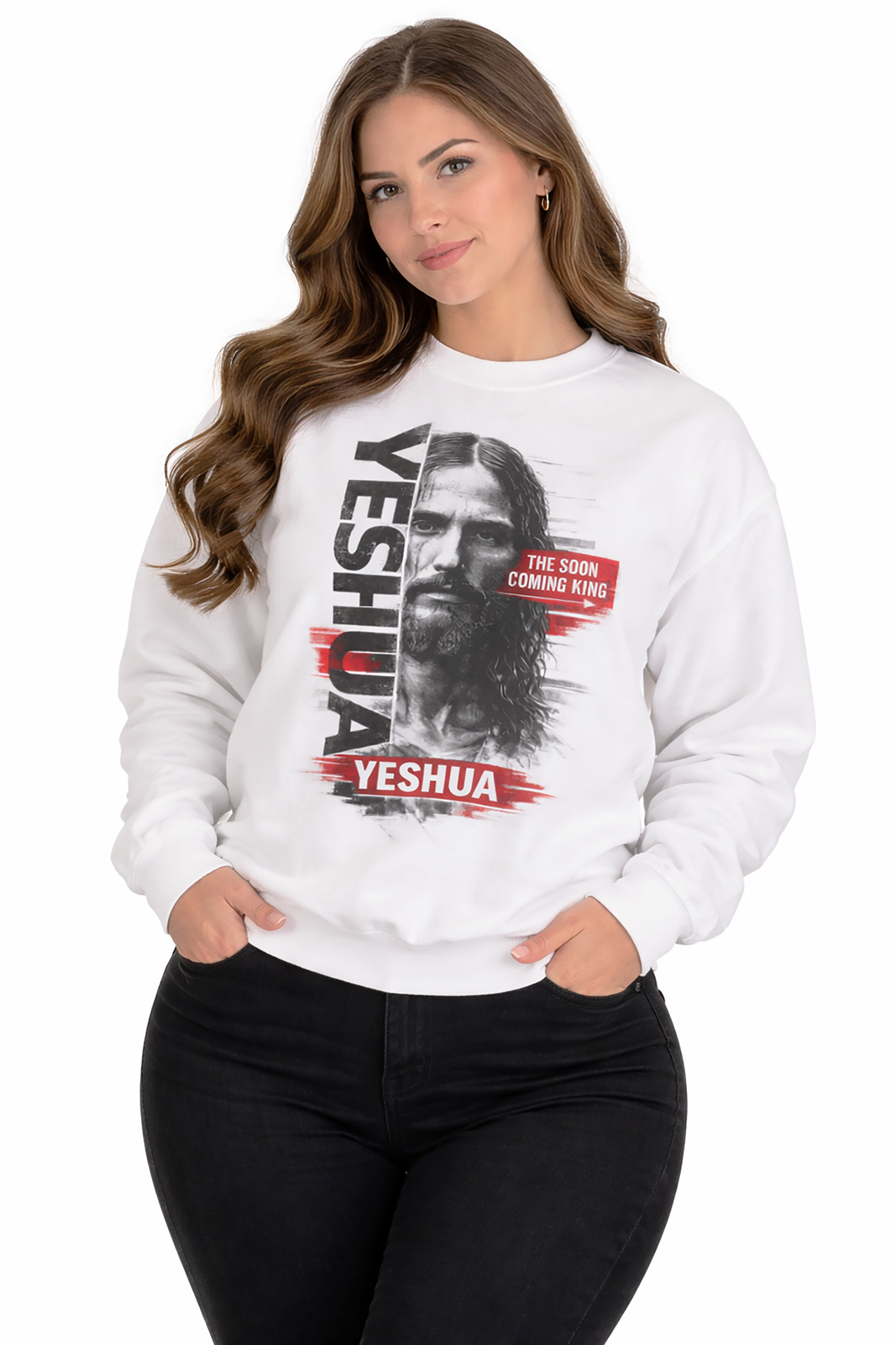 Yeshua Crewneck Sweatshirt – 'The Soon Coming King' Christian Graphic Pullover product thumbnail image