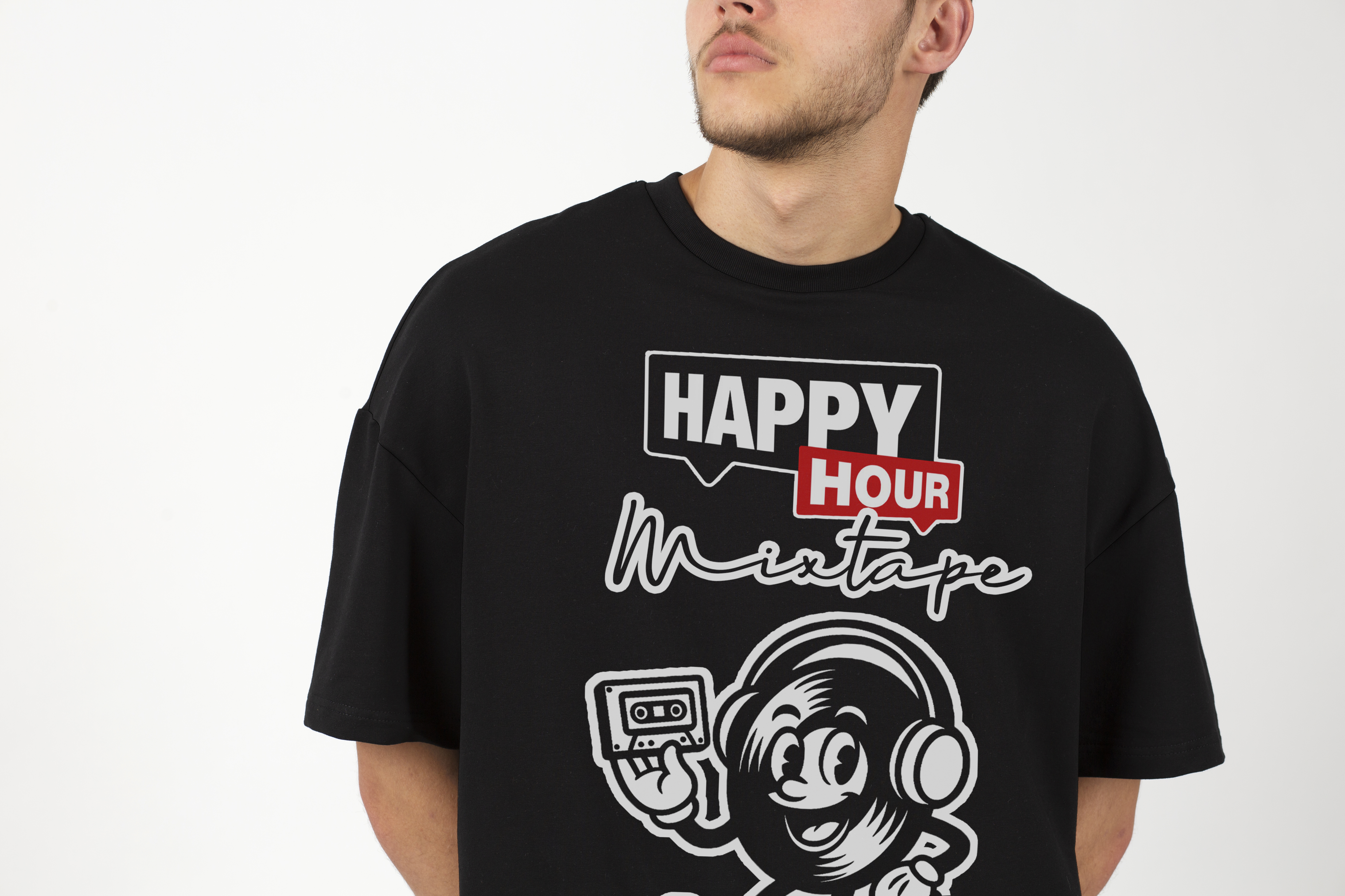 Happy Hour Mixtape Tee — Vintage DJ Graphic Boxy T‑Shirt product thumbnail image