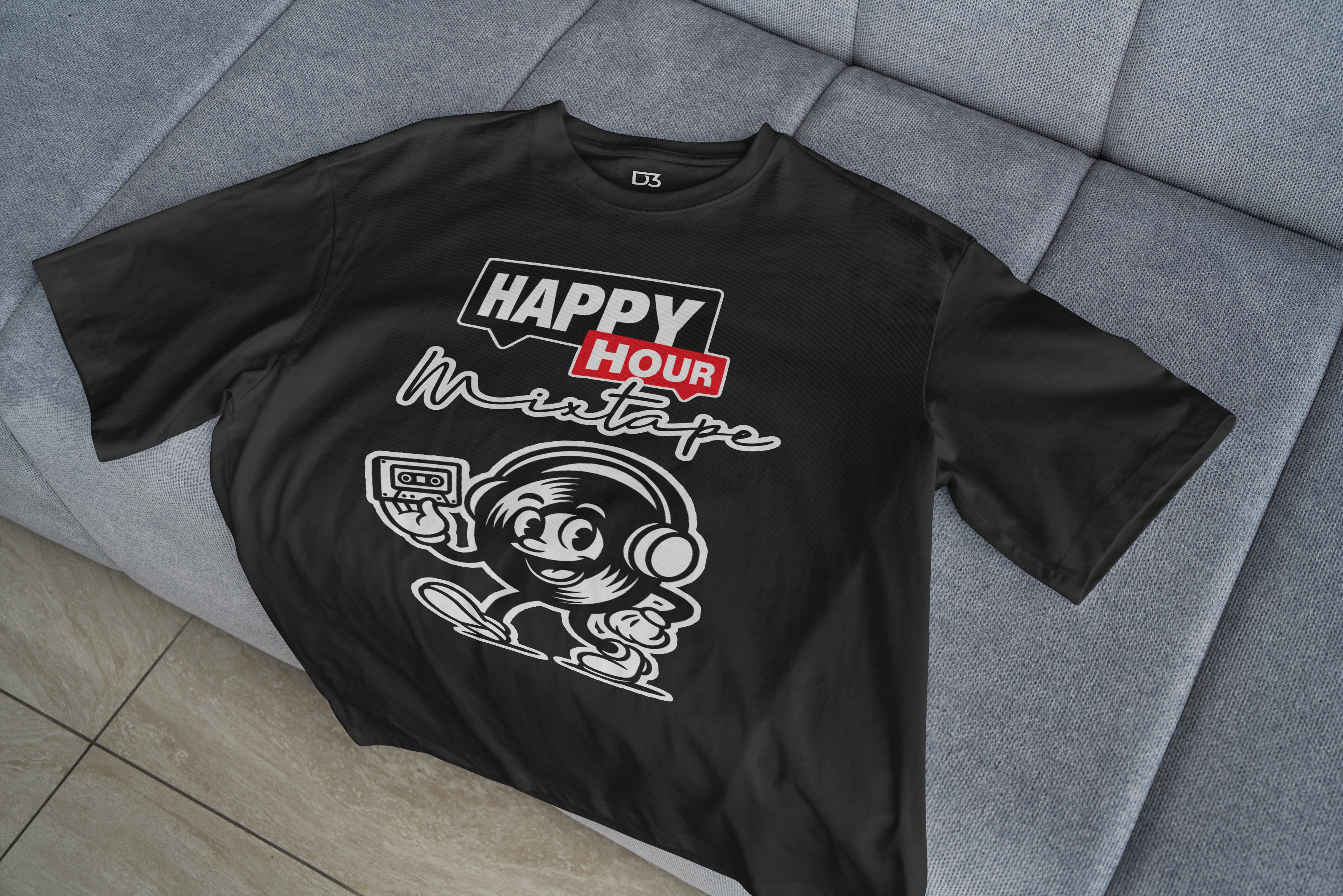 Happy Hour Mixtape Tee — Vintage DJ Graphic Boxy T‑Shirt product thumbnail image