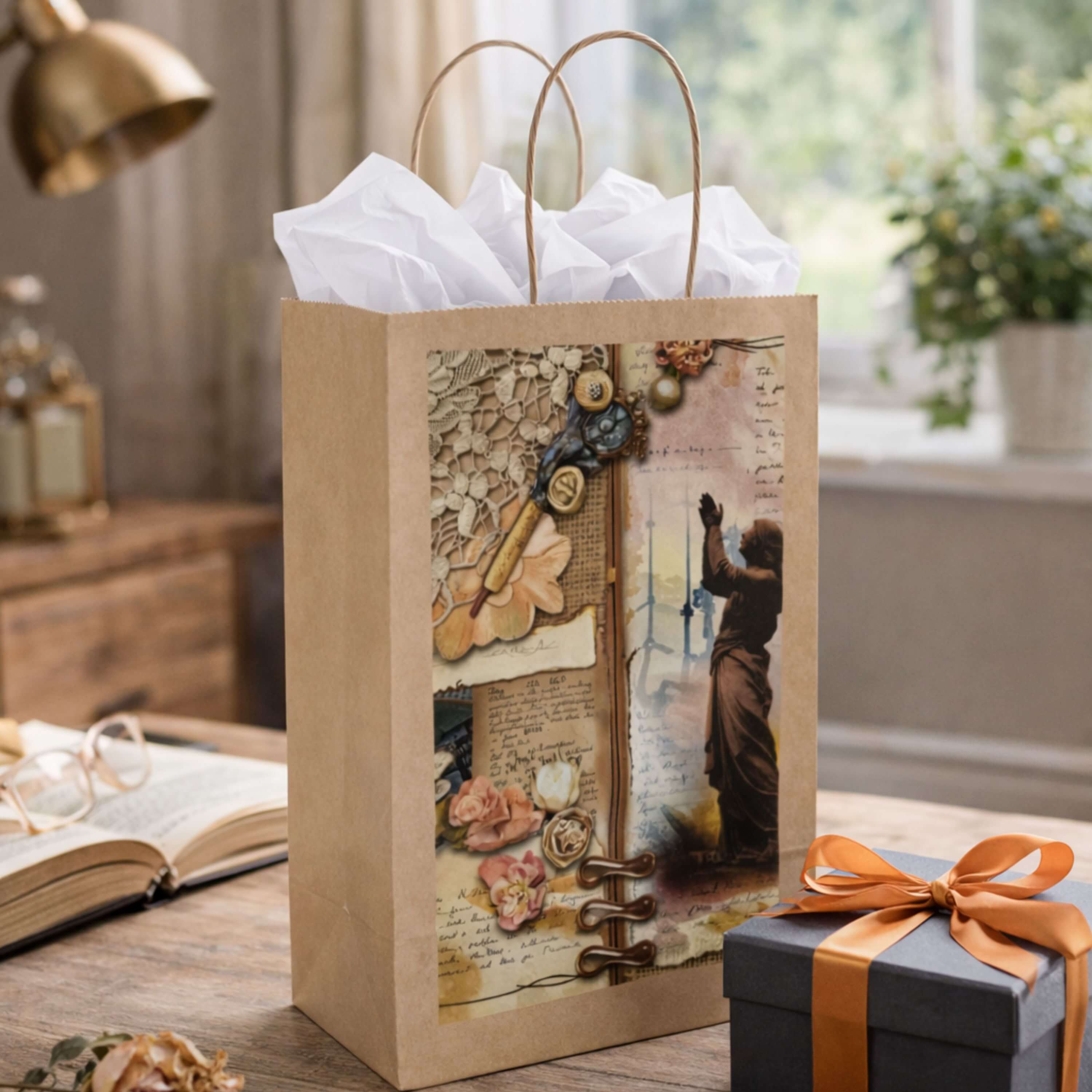 Vintage Prayer Collage Paper Gift Bag product thumbnail image Vintage Prayer Collage Paper Gift Bag product thumbnail image