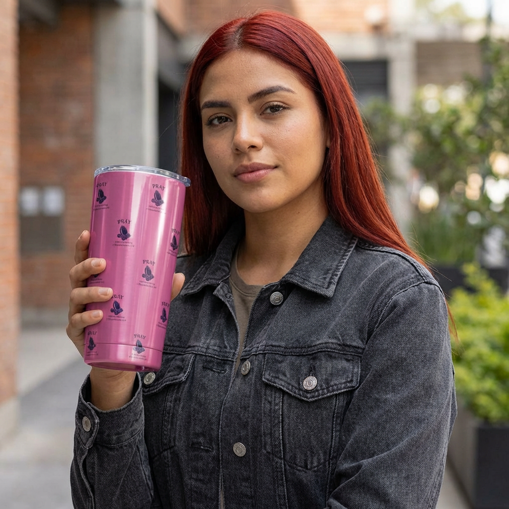 Praying Hands 20oz Light PinkTumbler – Inspirational Faith Drinkware for Daily Encouragement product thumbnail image