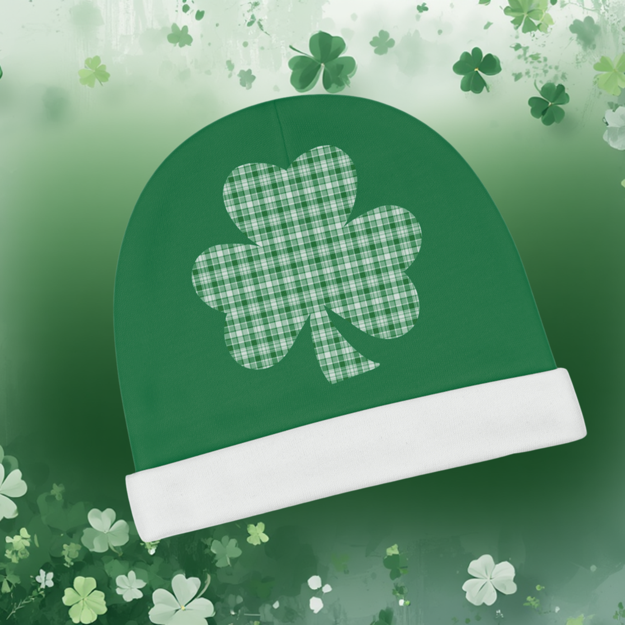 Plaid Shamrock Baby Beanie – St. Patrick’s Day Infant Hat product thumbnail image Plaid Shamrock Baby Beanie – St. Patrick’s Day Infant Hat product thumbnail image