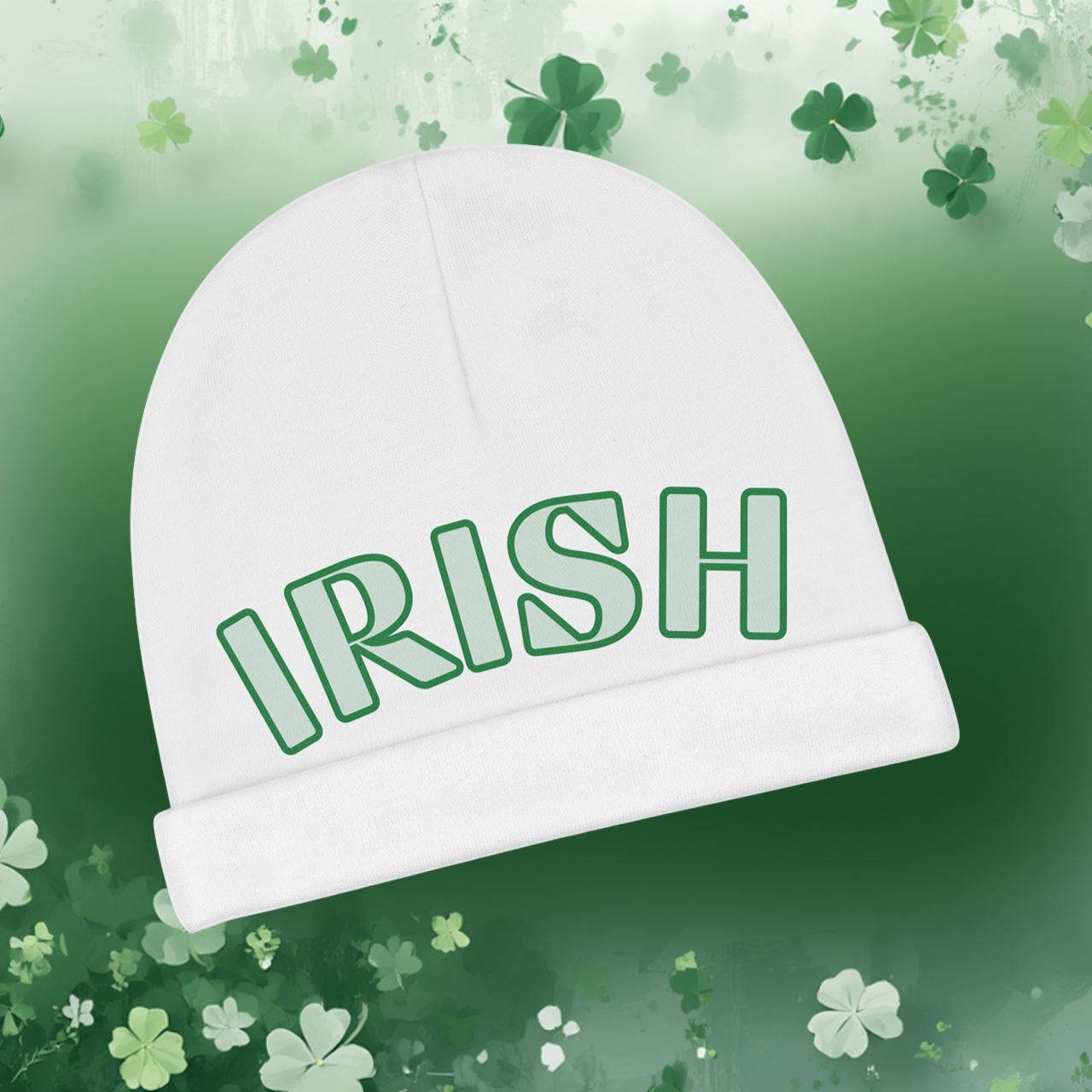 Irish Baby Beanie — Green 'IRISH' Newborn Hat for St. Patrick's Day & Everyday product thumbnail image Irish Baby Beanie — Green 'IRISH' Newborn Hat for St. Patrick's Day & Everyday product thumbnail image