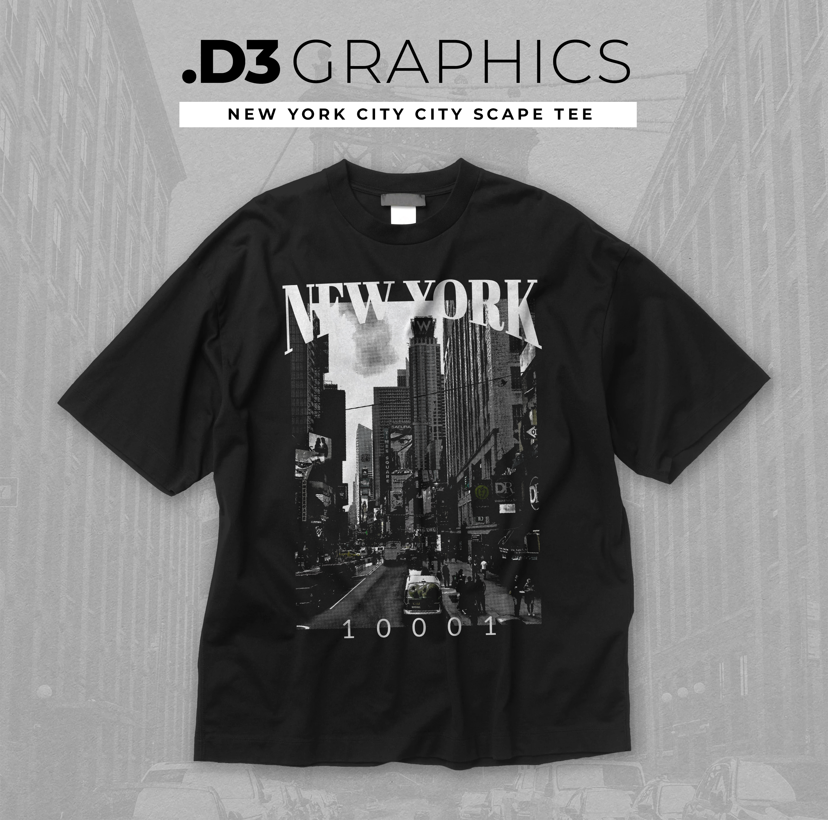 New York City Street Scene Tee | Vintage Black & White Urban Photo product thumbnail image New York City Street Scene Tee | Vintage Black & White Urban Photo product thumbnail image