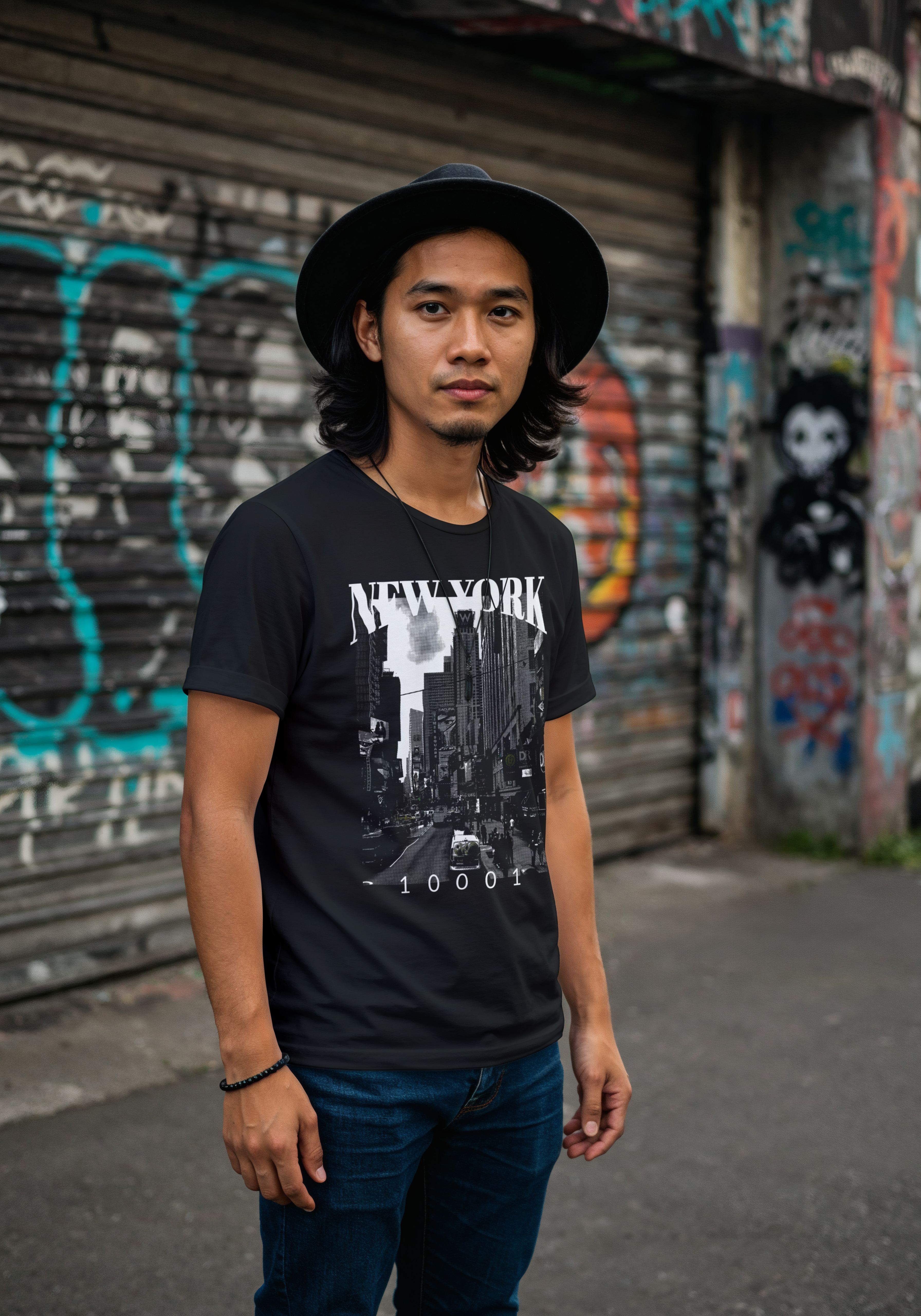 New York City Street Scene Tee | Vintage Black &amp; White Urban Photo product thumbnail image