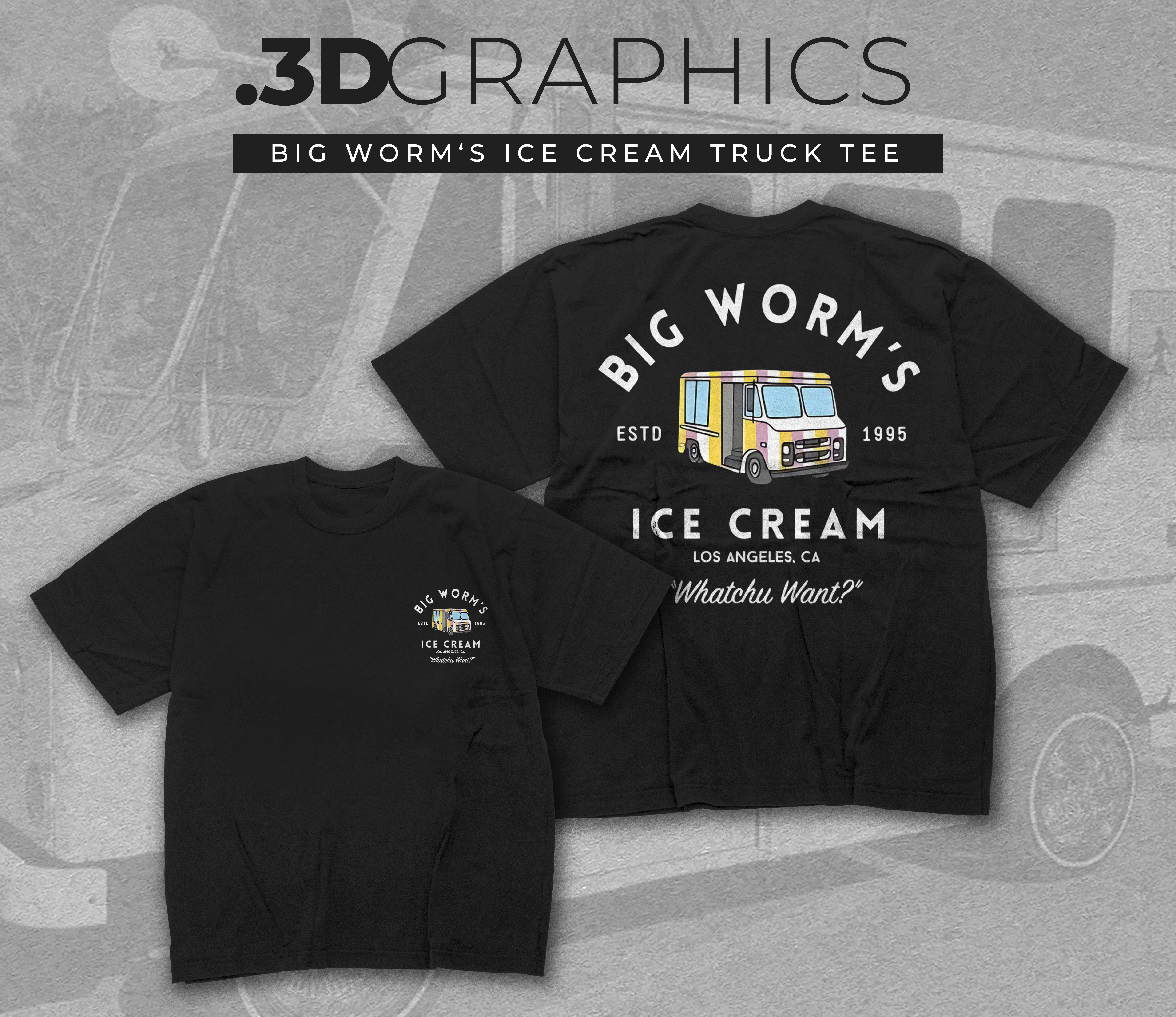 Big Worm's Ice Cream Truck T-Shirt | Ice Cream Truck Graphic Tee product thumbnail image