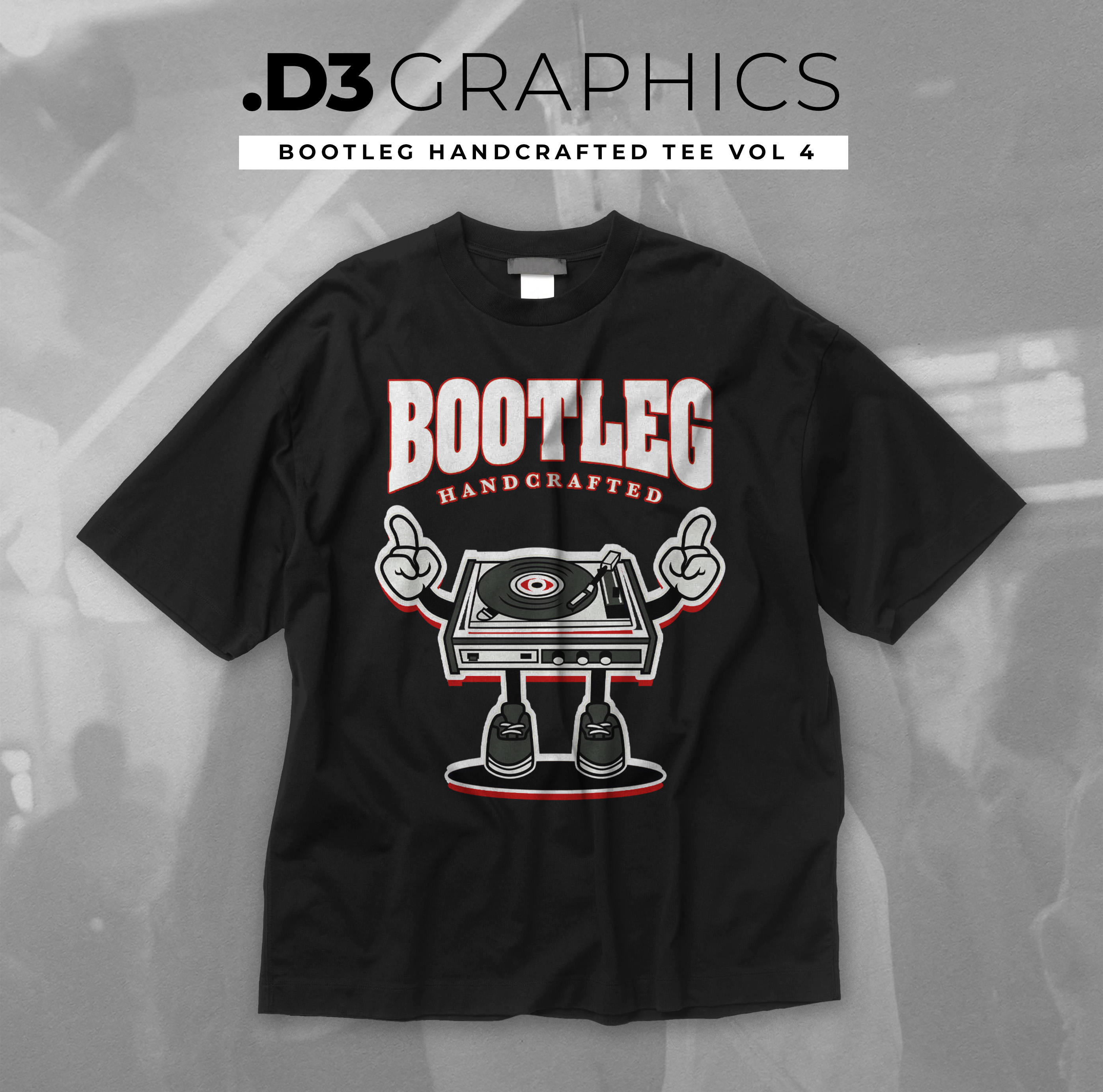 Bootleg Handcrafted Turntable T-Shirt | Retro DJ Record Player Design