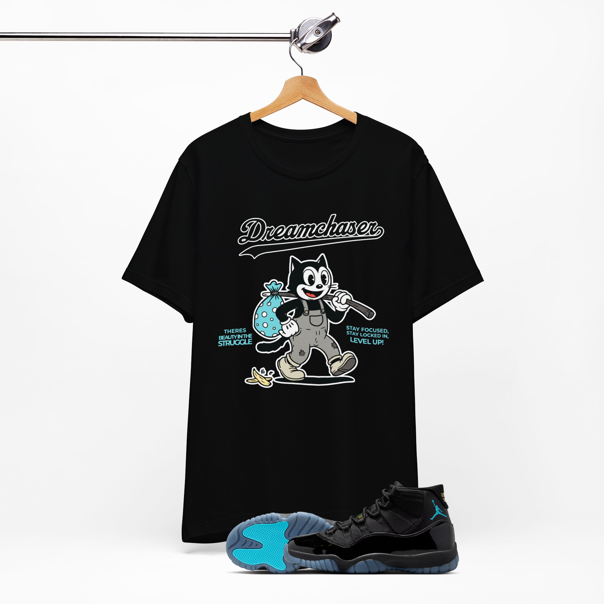 Dreamchaser Cat cartoon tee | Vintage black cat character t-shirt product thumbnail image