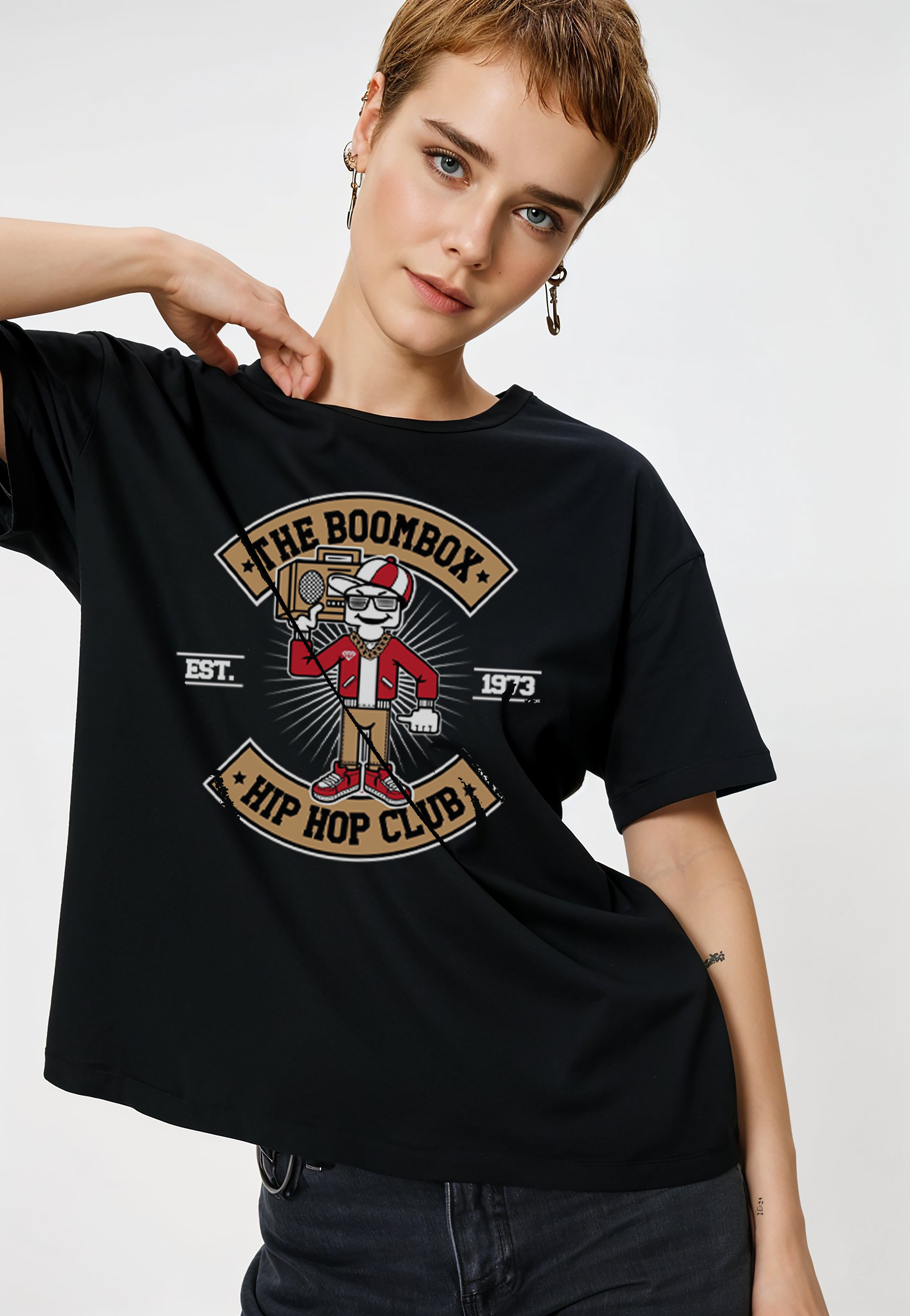 Boombox Hip Hop Club Graphic T-Shirt product thumbnail image