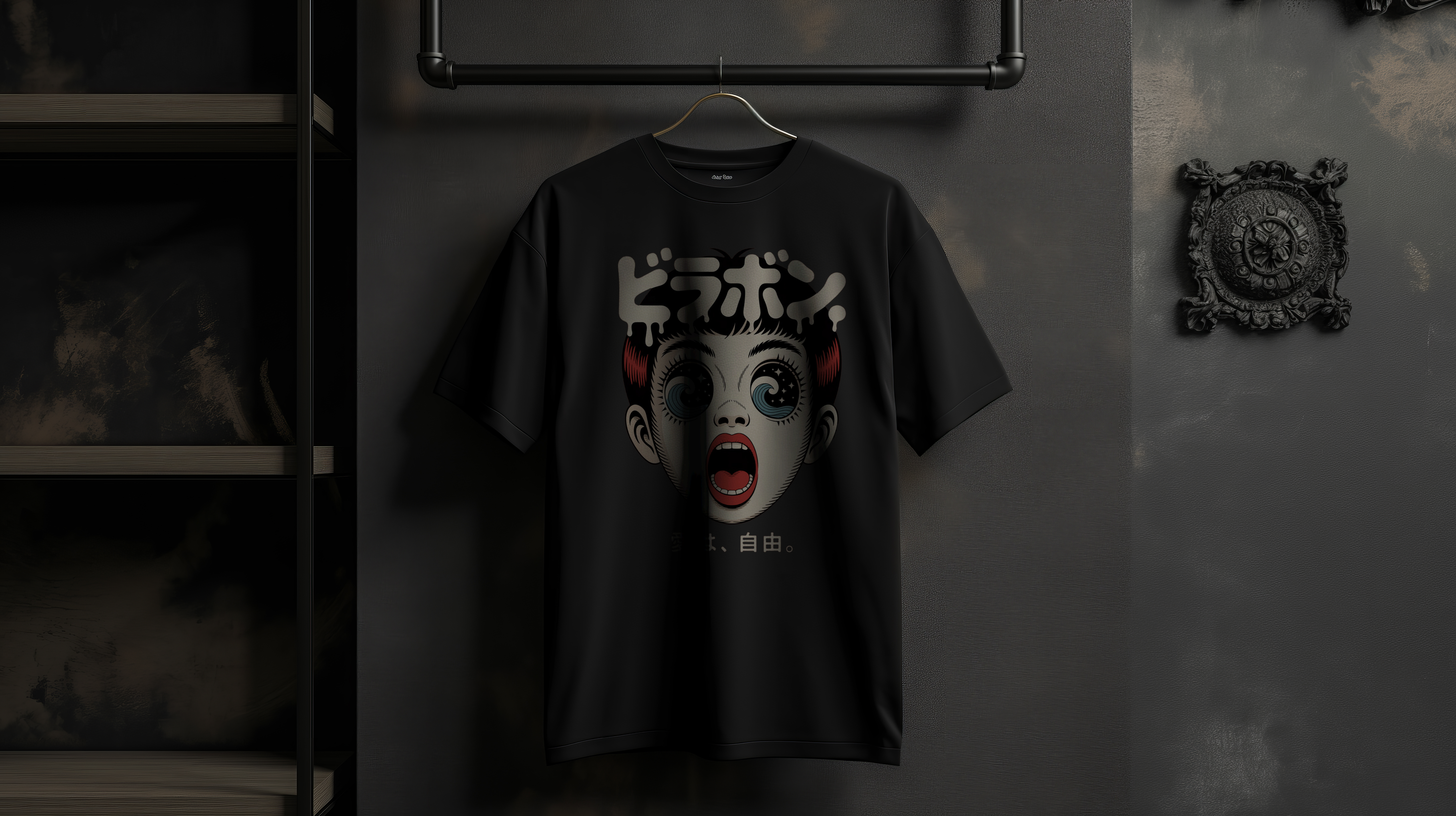 Anime Face Graphic T-Shirt — Large Front Logo product thumbnail image