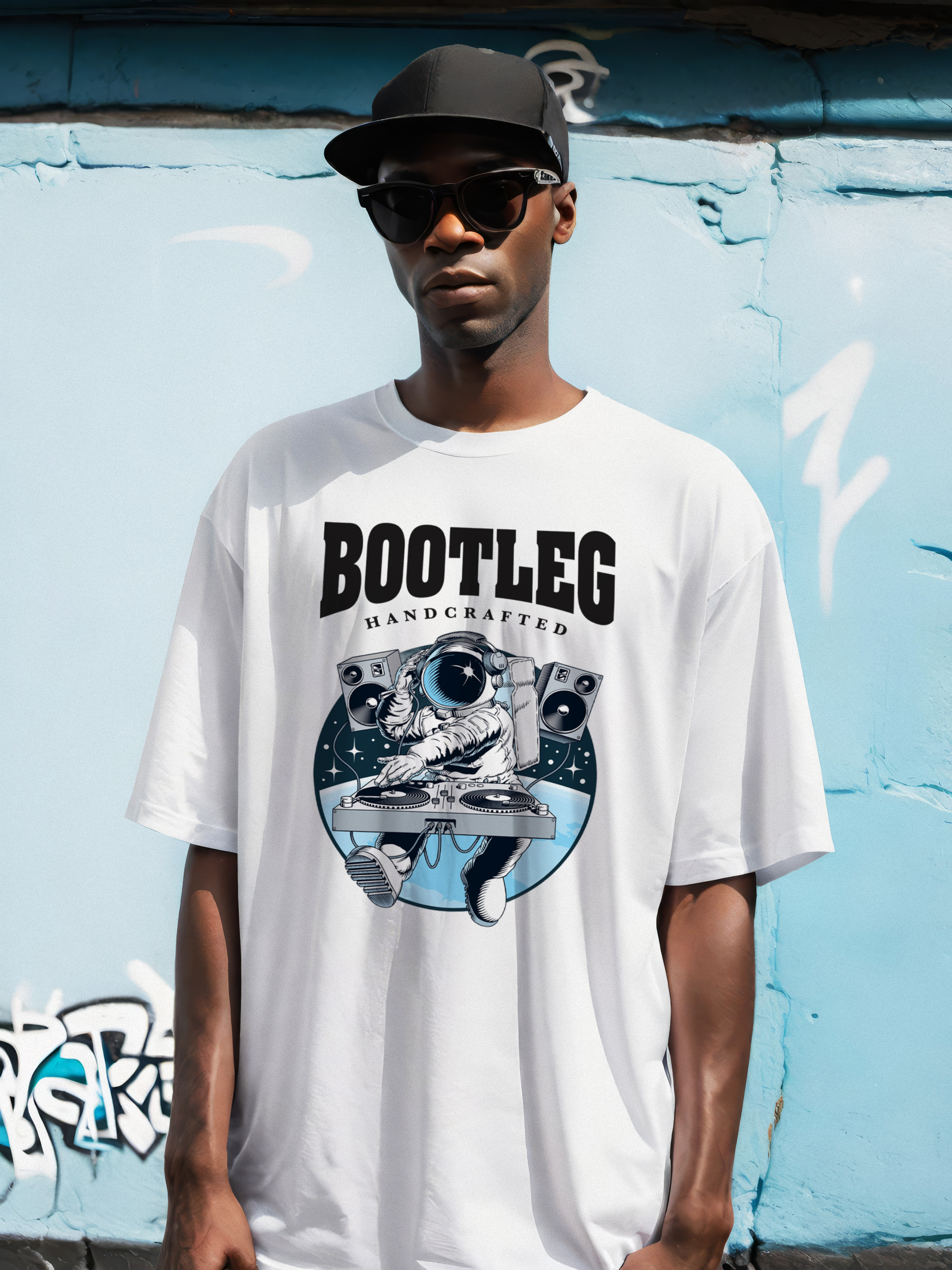 Astro DJ Unisex Oversized Boxy Tee, Graphic Tee for Music Lovers, Space Theme Shirt, Perfect Gift for Christmas, Casual Wear product thumbnail image