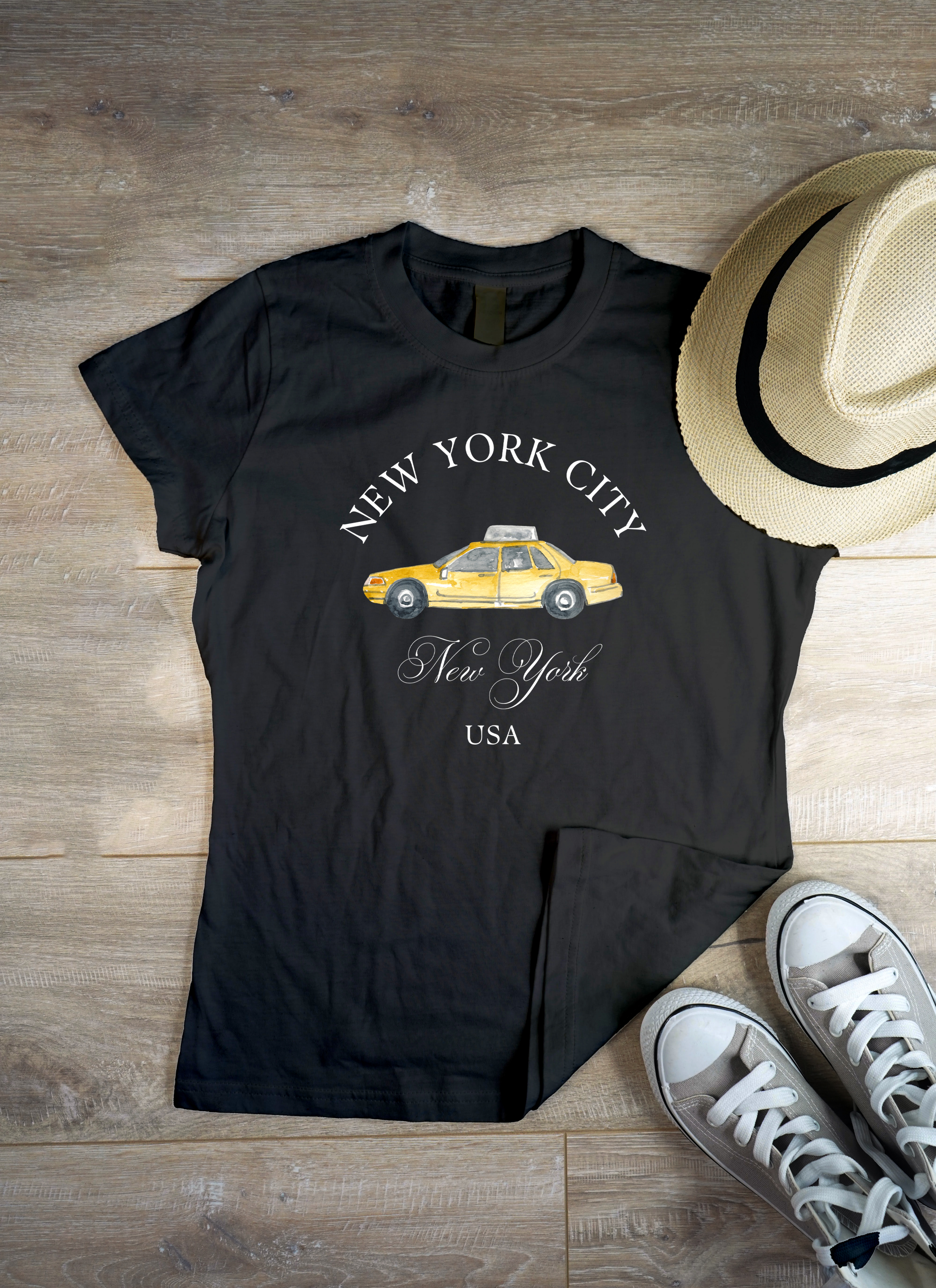 New York City Taxi Women's Cotton Tee, Travel T-Shirt, Gift for NYC Lovers, Casual Tee, Summer Outfit, Streetwear