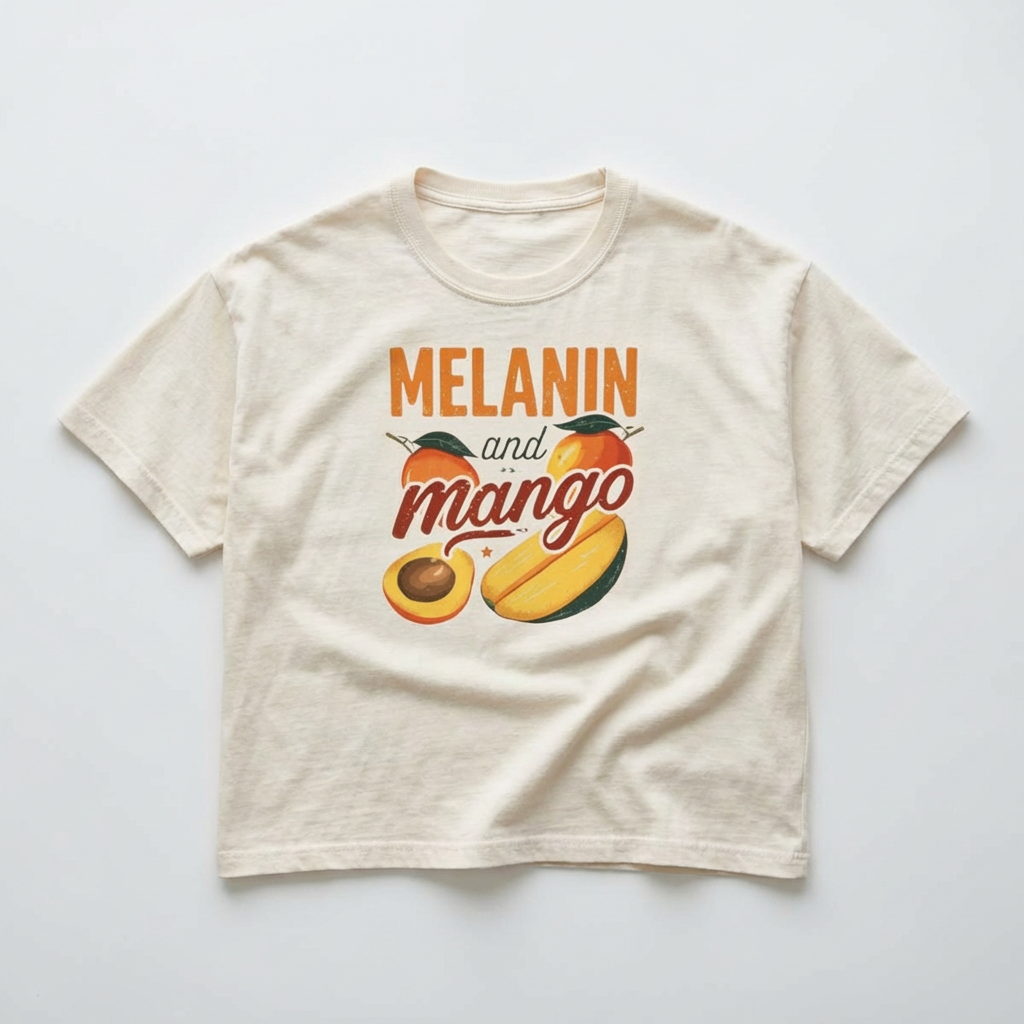 New SUMMER Fruit Melanin Appreciation "Melanin &amp; Mango" Cute Graphic T-shirt product thumbnail image