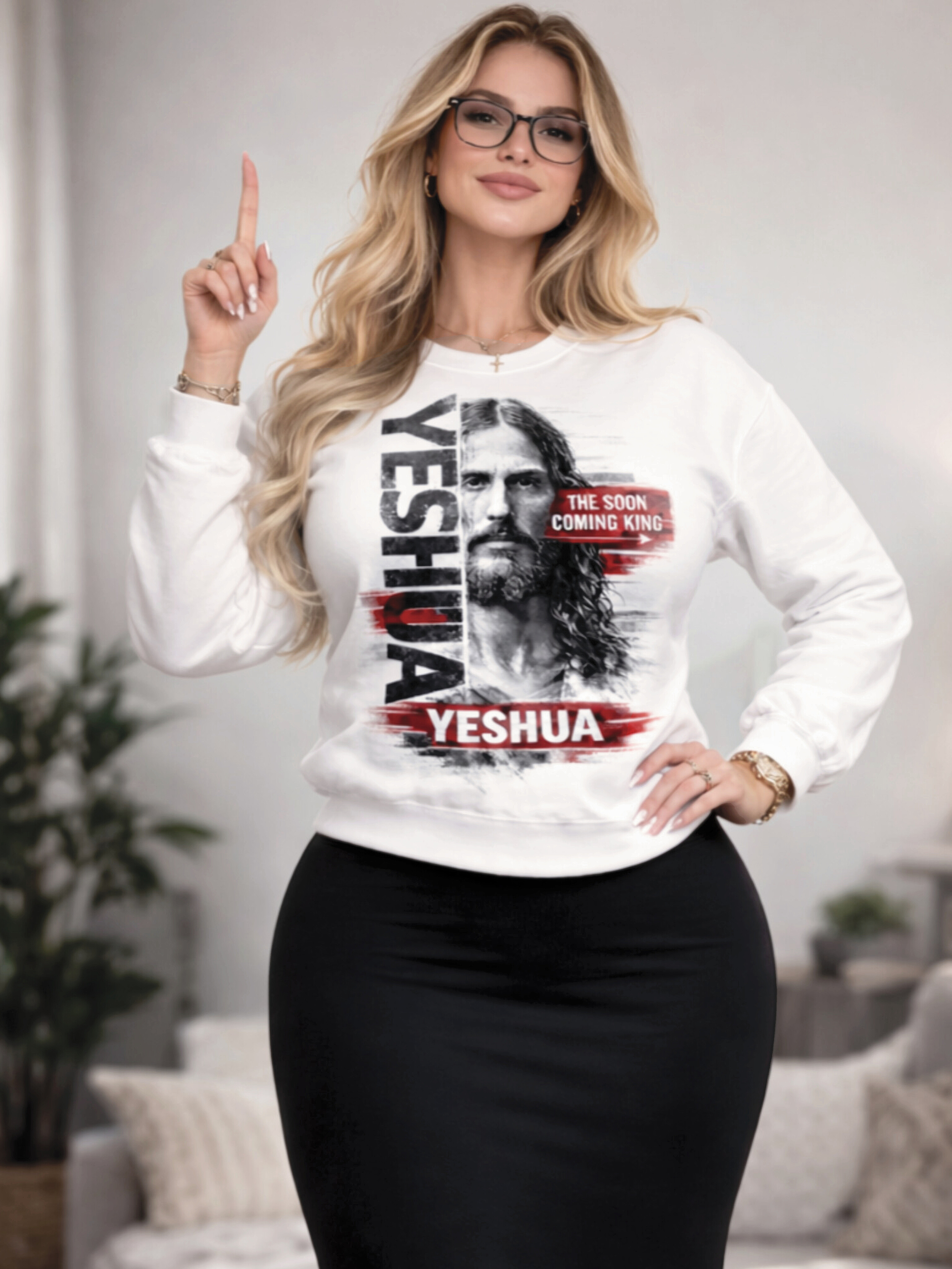 Yeshua Crewneck Sweatshirt – 'The Soon Coming King' Christian Graphic Pullover product thumbnail image Yeshua Crewneck Sweatshirt – 'The Soon Coming King' Christian Graphic Pullover product thumbnail image