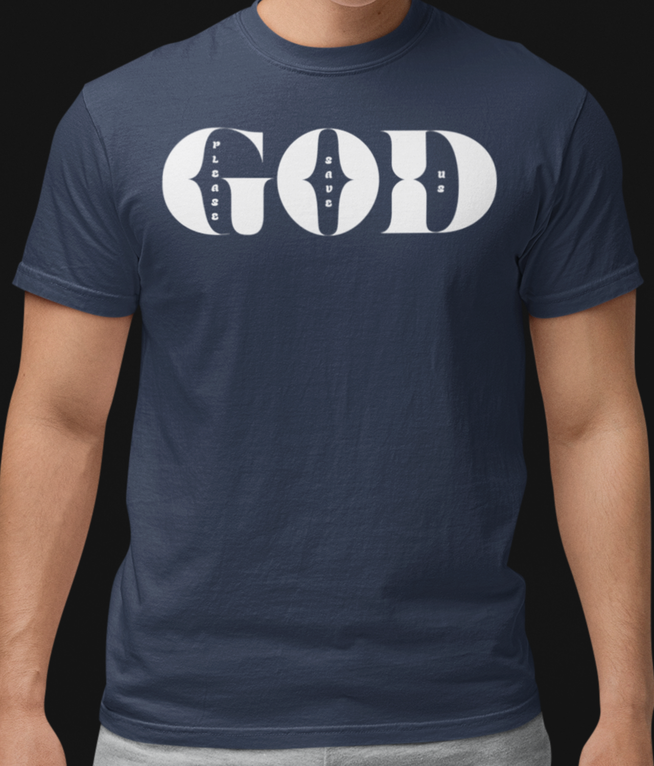 God (Please Save Us) - Bold White Print Bella + Canvas Unisex Faith Tee product thumbnail image