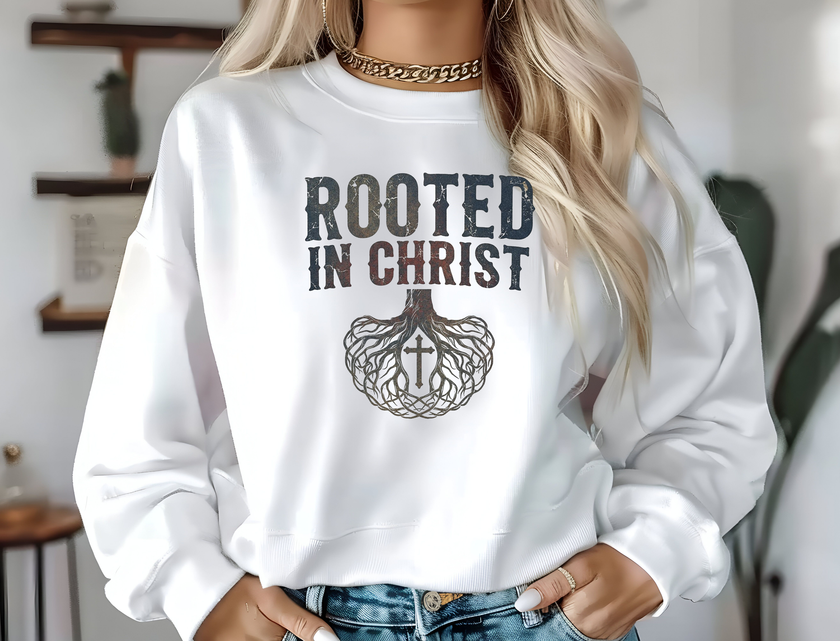 Rooted in Christ Sweatshirt — Christian Faith Pullover product thumbnail image