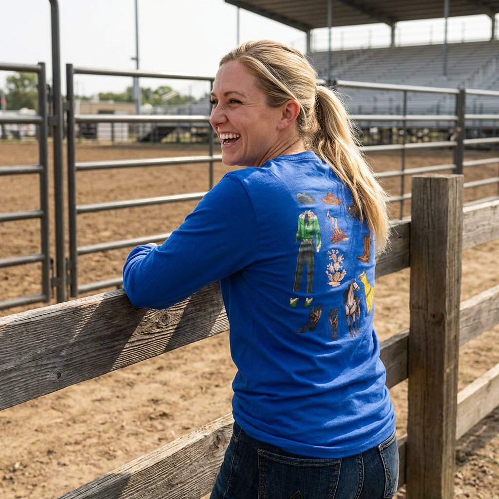 Dude Ranch Vintage Western Long Sleeve Tee — Retro Cowboy Paper Doll Design product thumbnail image