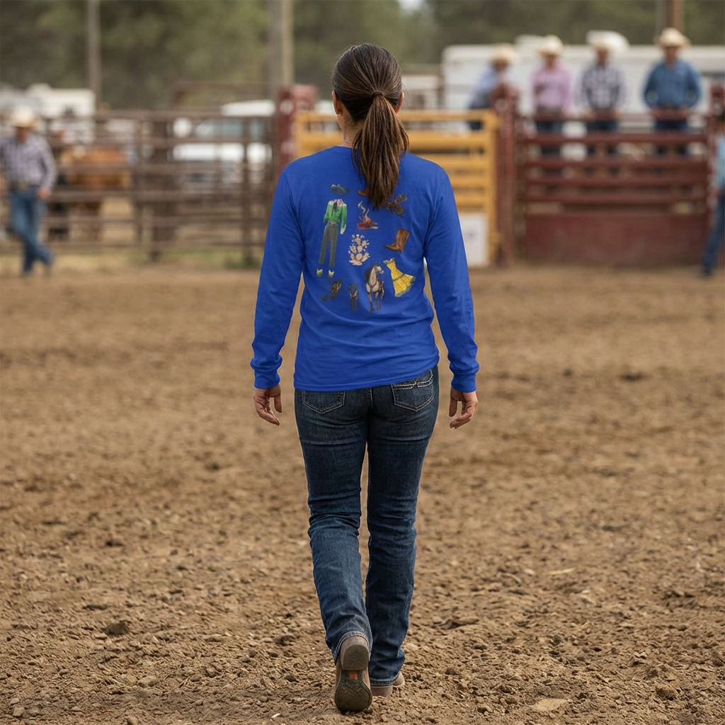 Dude Ranch Vintage Western Long Sleeve Tee — Retro Cowboy Paper Doll Design product thumbnail image