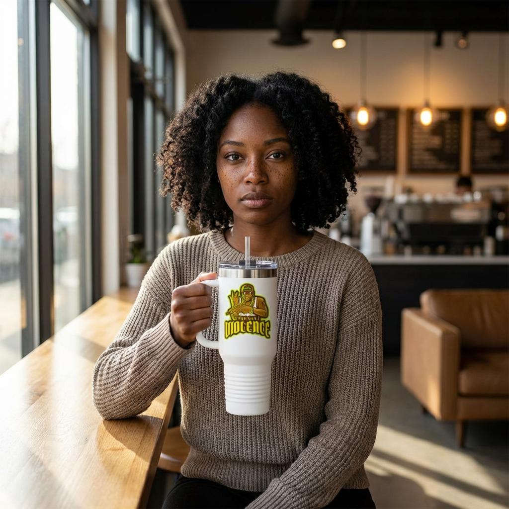 STOP GUN VIOLENCE 40 oz Insulated Travel Tumbler | Gang Awareness Graphic | 3 Color Options | Reusable Straw | LifeCoachDesigns.shop Exclusive product thumbnail image