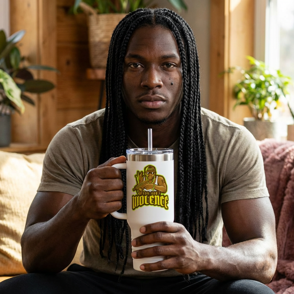 STOP GUN VIOLENCE 40 oz Insulated Travel Tumbler | Gang Awareness Graphic | 3 Color Options | Reusable Straw | LifeCoachDesigns.shop Exclusive