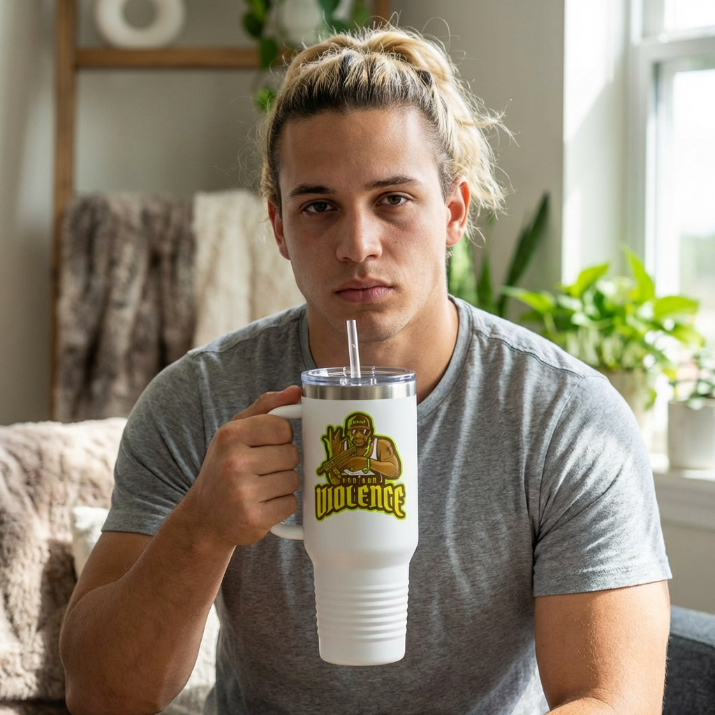 STOP GUN VIOLENCE 40 oz Insulated Travel Tumbler | Gang Awareness Graphic | 3 Color Options | Reusable Straw | LifeCoachDesigns.shop Exclusive product thumbnail image