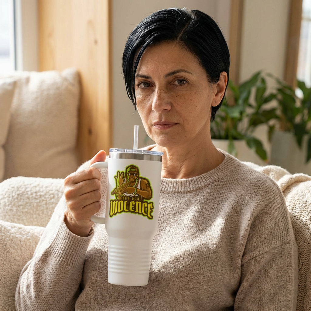 STOP GUN VIOLENCE 40 oz Insulated Travel Tumbler | Gang Awareness Graphic | 3 Color Options | Reusable Straw | LifeCoachDesigns.shop Exclusive product thumbnail image