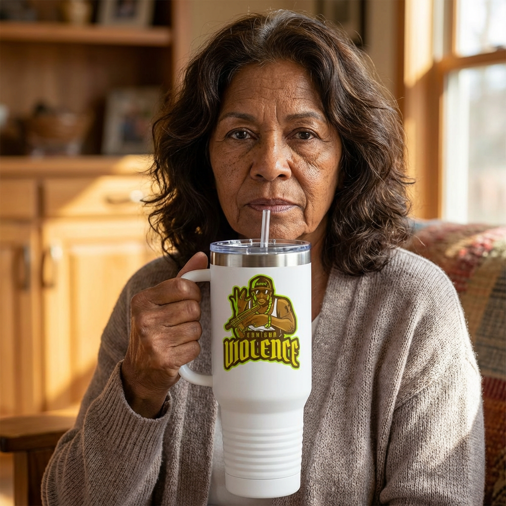 STOP GUN VIOLENCE 40 oz Insulated Travel Tumbler | Gang Awareness Graphic | 3 Color Options | Reusable Straw | LifeCoachDesigns.shop Exclusive product thumbnail image