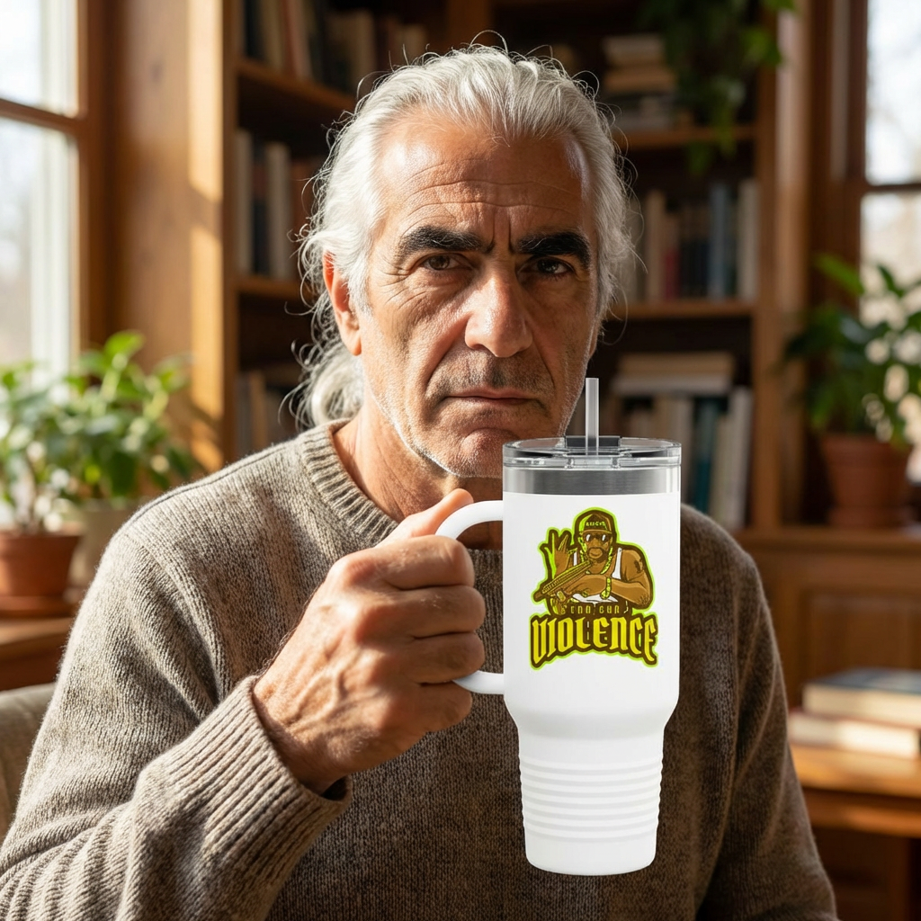STOP GUN VIOLENCE 40 oz Insulated Travel Tumbler | Gang Awareness Graphic | 3 Color Options | Reusable Straw | LifeCoachDesigns.shop Exclusive product thumbnail image