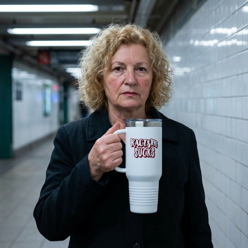 RACISM SUCKS 40 oz Insulated Tumbler | Double-Sided Graffiti Message | 4 Color Options | Reusable Straw Travel Cup | LifeCoachDesigns.shop Exclusive product thumbnail image