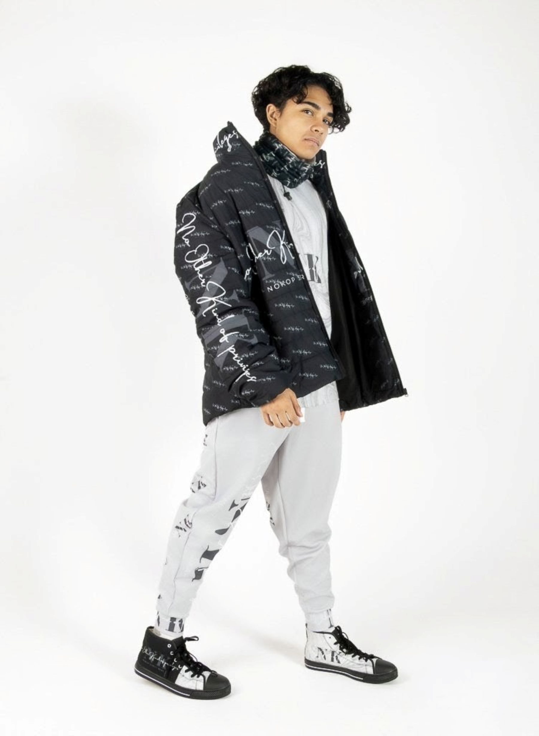 Stylish Men's Puffer Jacket NOKOP with Motivational Design - Perfect for Casual Outings &amp; Outdoor Activities product thumbnail image