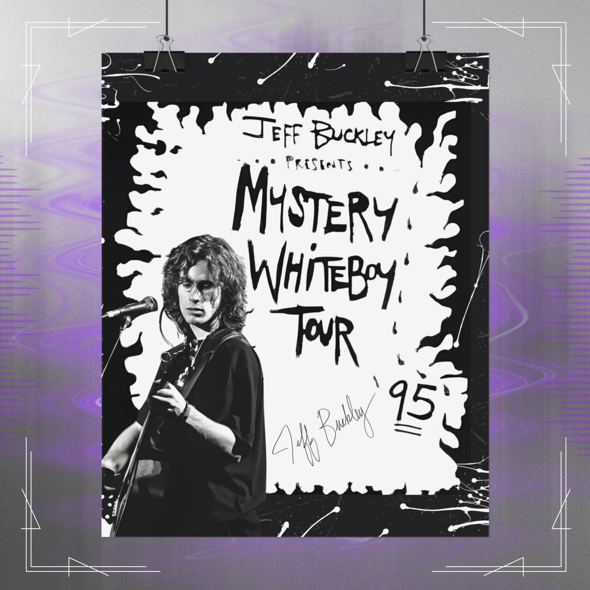 Mystery White Boy Jeff Buckley Art Print, Vintage Music Poster, Musician Wall Decor, Gift for Music Lovers, Black and White Poster