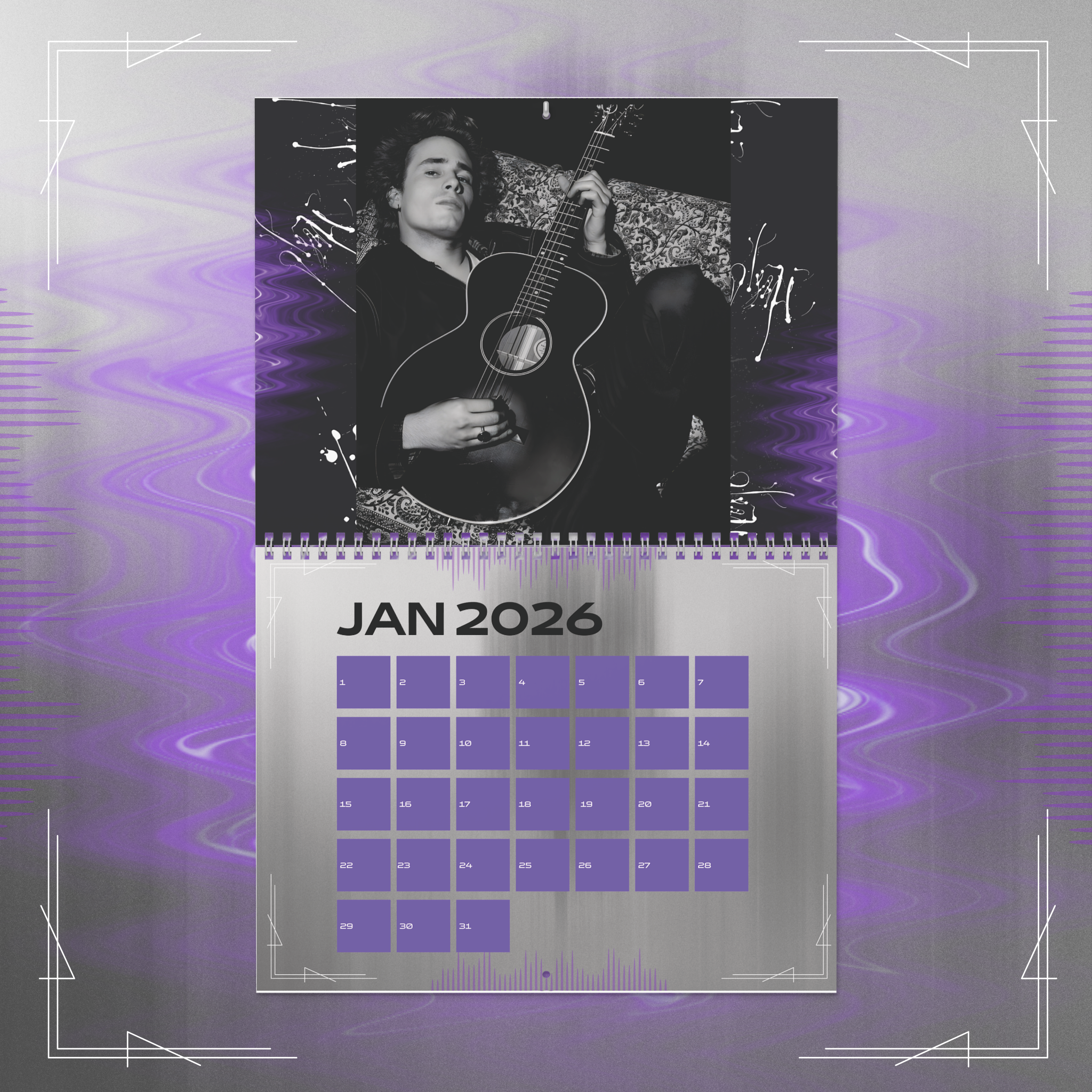 Jeff Buckley Vintage 2026 Wall Calendar Limited Edition 