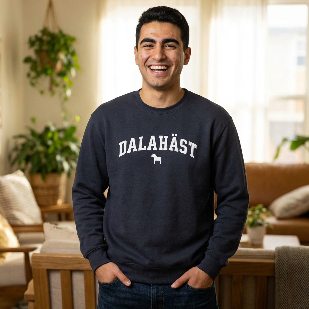  Dalahäst Unisex Lightweight Crewneck Sweatshirt - Collegiate Style Sweatshirt 