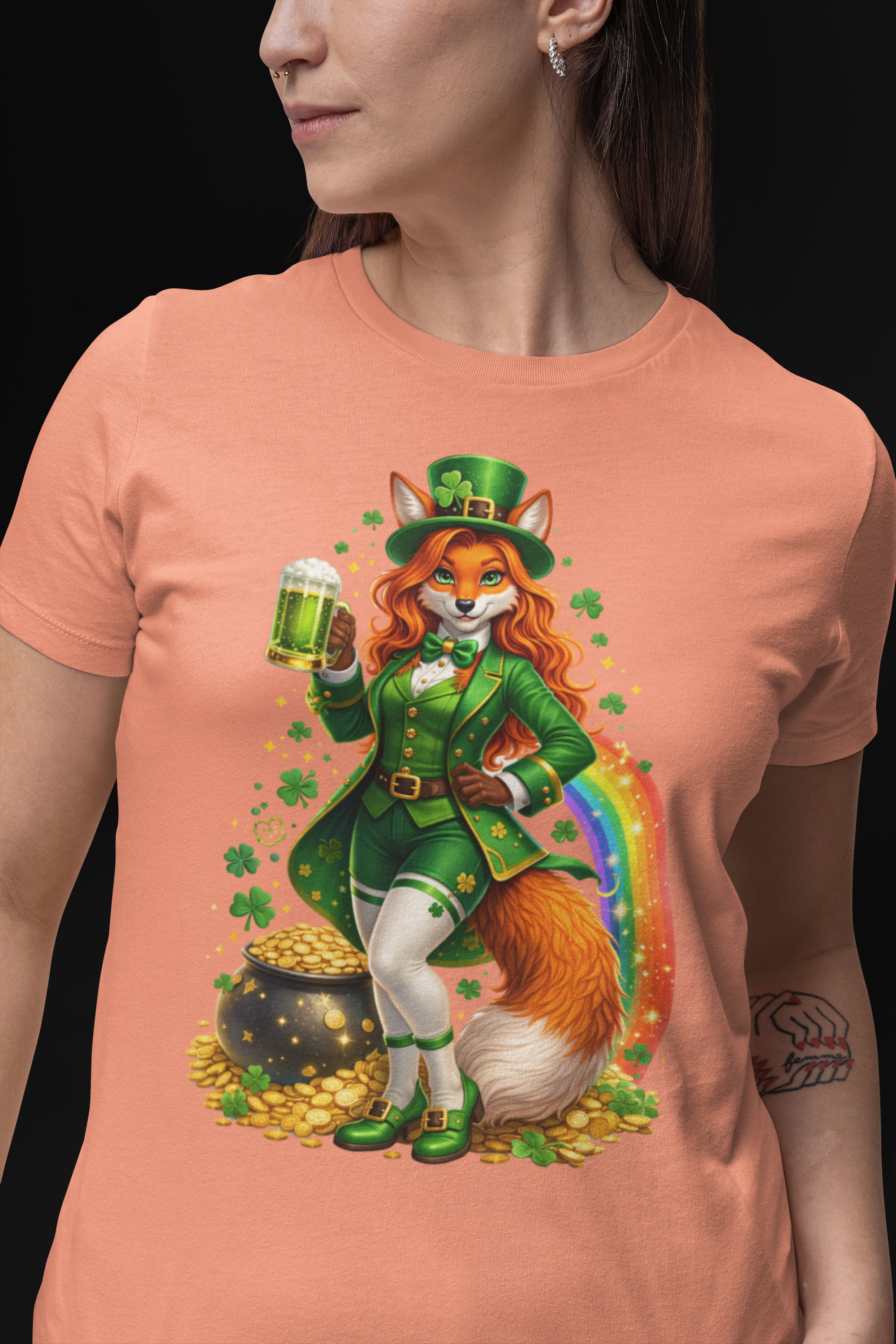 St. Patrick's Fox Woman T-Shirt — Leprechaun Rainbow, Pot of Gold St. Patrick's Day - Comfort Colors Unisex Graphic Adult Party Tee product thumbnail image St. Patrick's Fox Woman T-Shirt — Leprechaun Rainbow, Pot of Gold St. Patrick's Day - Comfort Colors Unisex Graphic Adult Party Tee product thumbnail image