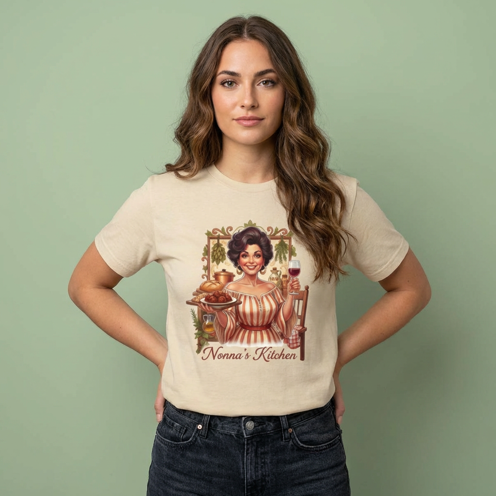 T-Shirt — "Nonna's Kitchen" Vintage Italian - American Grandma, Family Home Cooking, Sicilian, Retro Cooking Tee product thumbnail image T-Shirt — "Nonna's Kitchen" Vintage Italian - American Grandma, Family Home Cooking, Sicilian, Retro Cooking Tee product thumbnail image
