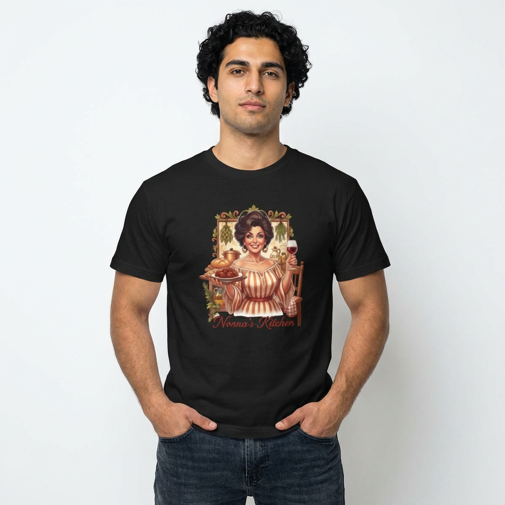 T-Shirt — "Nonna's Kitchen" Vintage Italian - American Grandma, Family Home Cooking, Sicilian, Retro Cooking Tee product thumbnail image