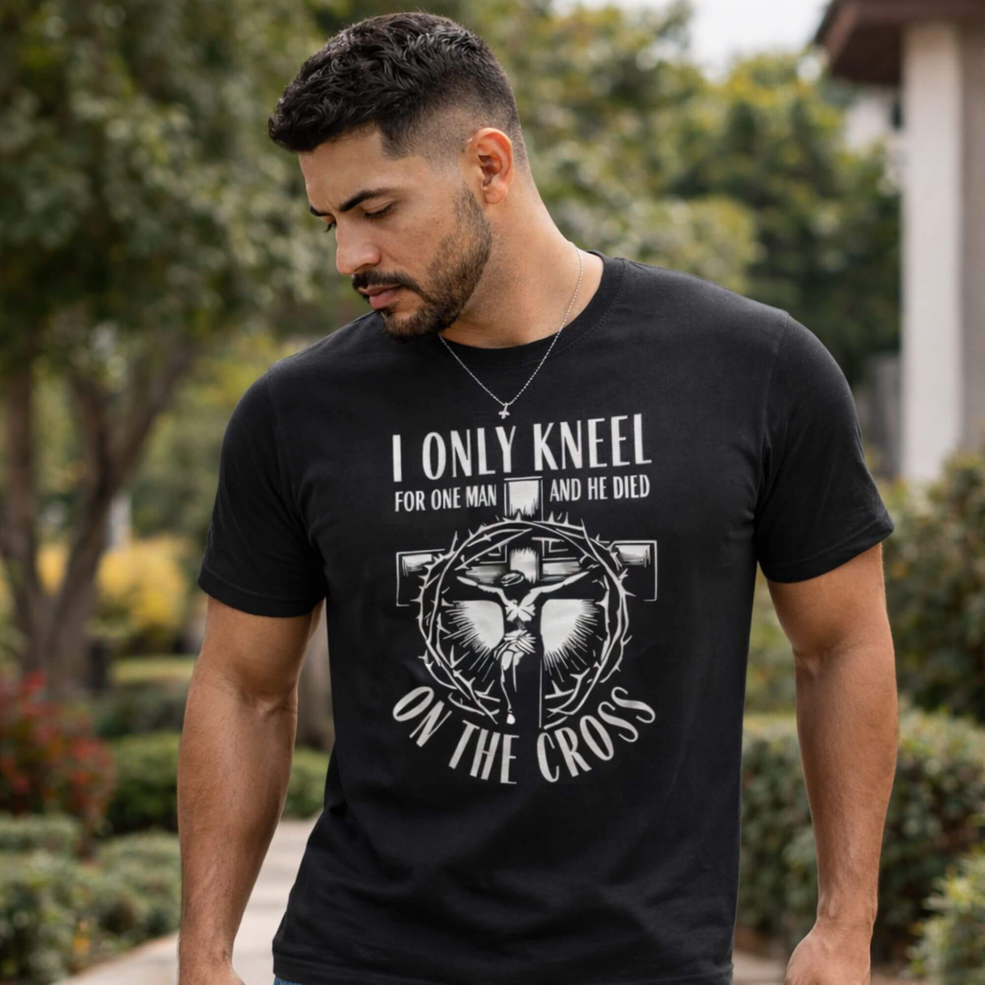 Christian T-Shirt I Only Kneel on the Cross product thumbnail image Christian T-Shirt I Only Kneel on the Cross product thumbnail image