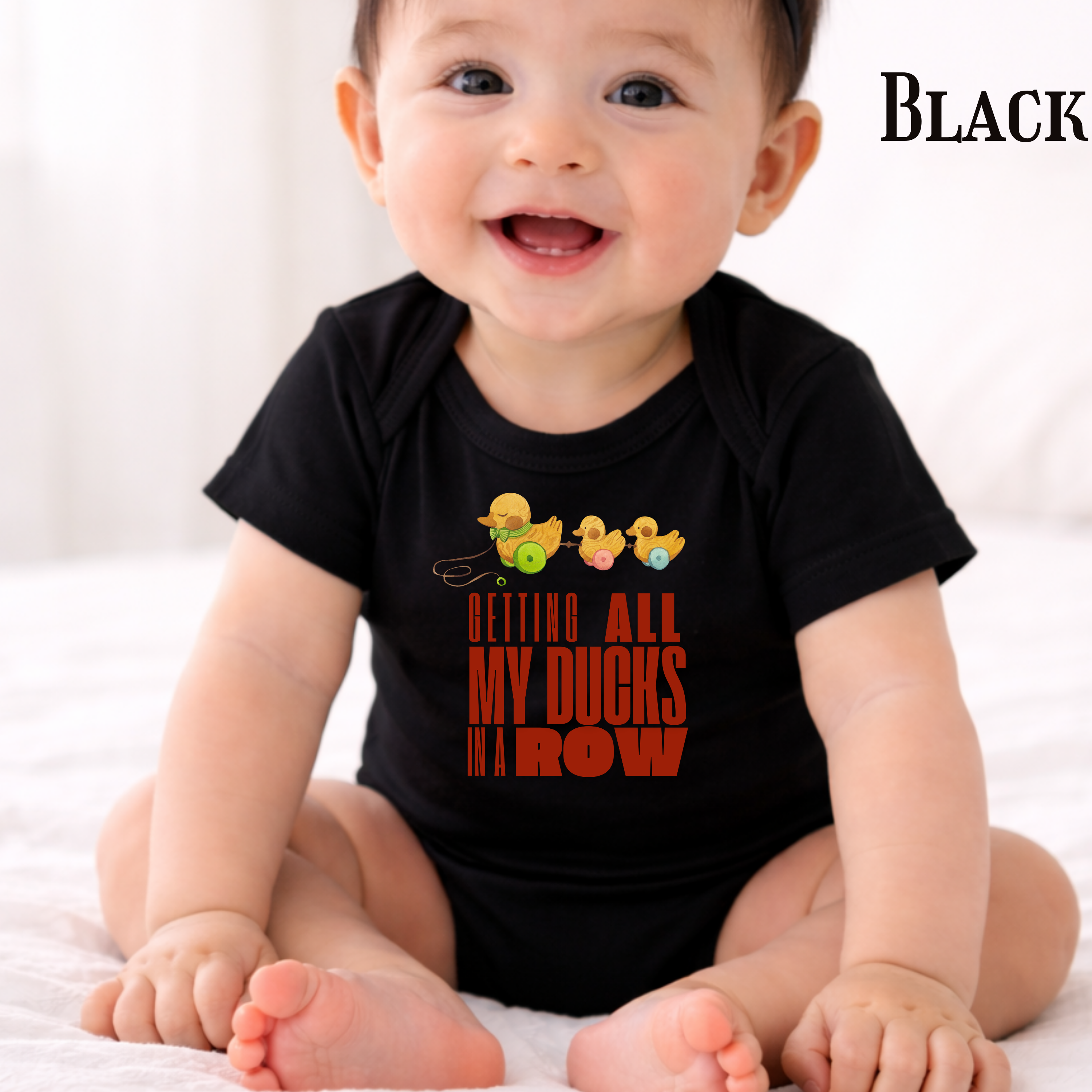 Baby Bodysuit — 'Gettin' All My Ducks In A Row' Cute Ducklings Infant Onesie product thumbnail image