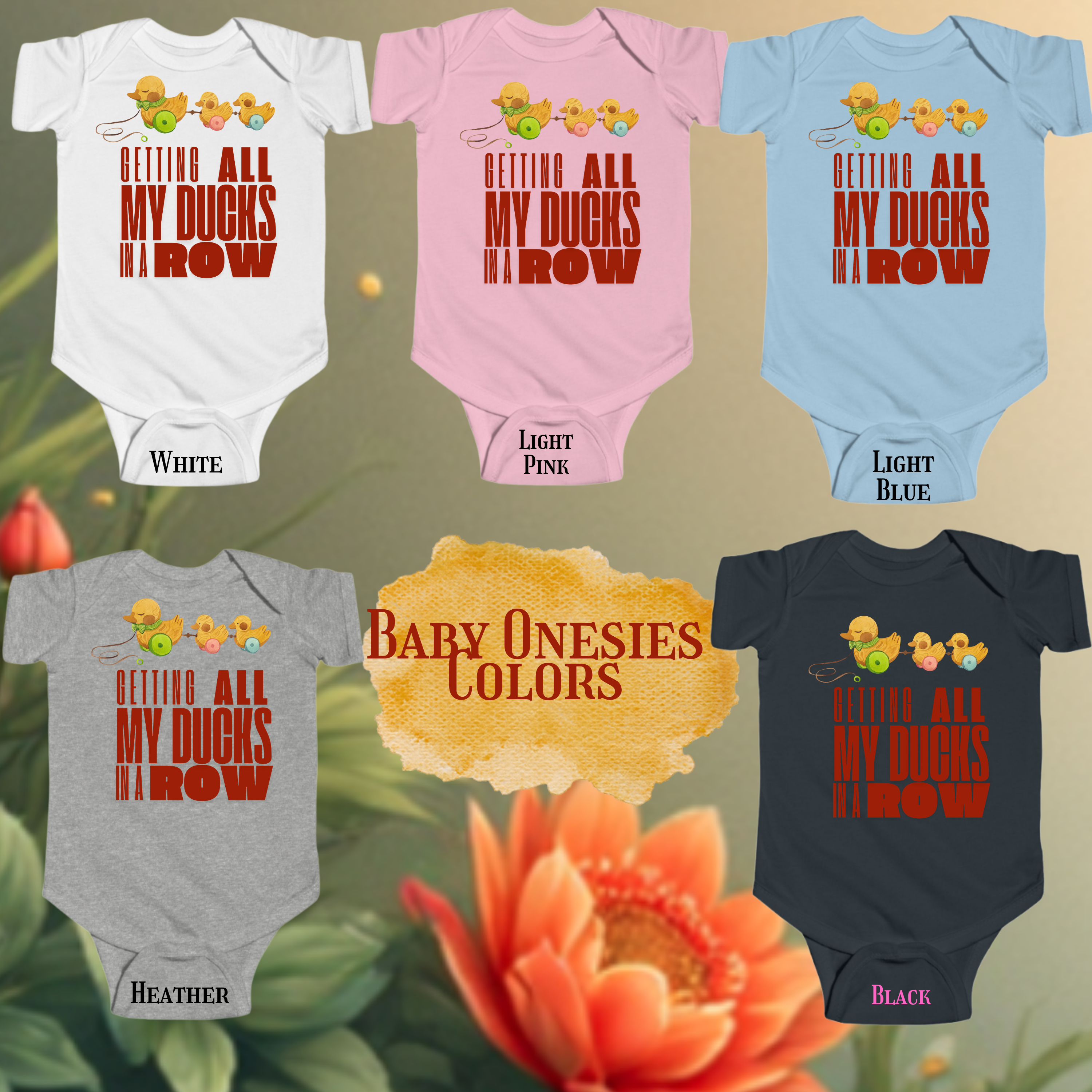 Baby Bodysuit — 'Gettin' All My Ducks In A Row' Cute Ducklings Infant Onesie product thumbnail image Baby Bodysuit — 'Gettin' All My Ducks In A Row' Cute Ducklings Infant Onesie product thumbnail image