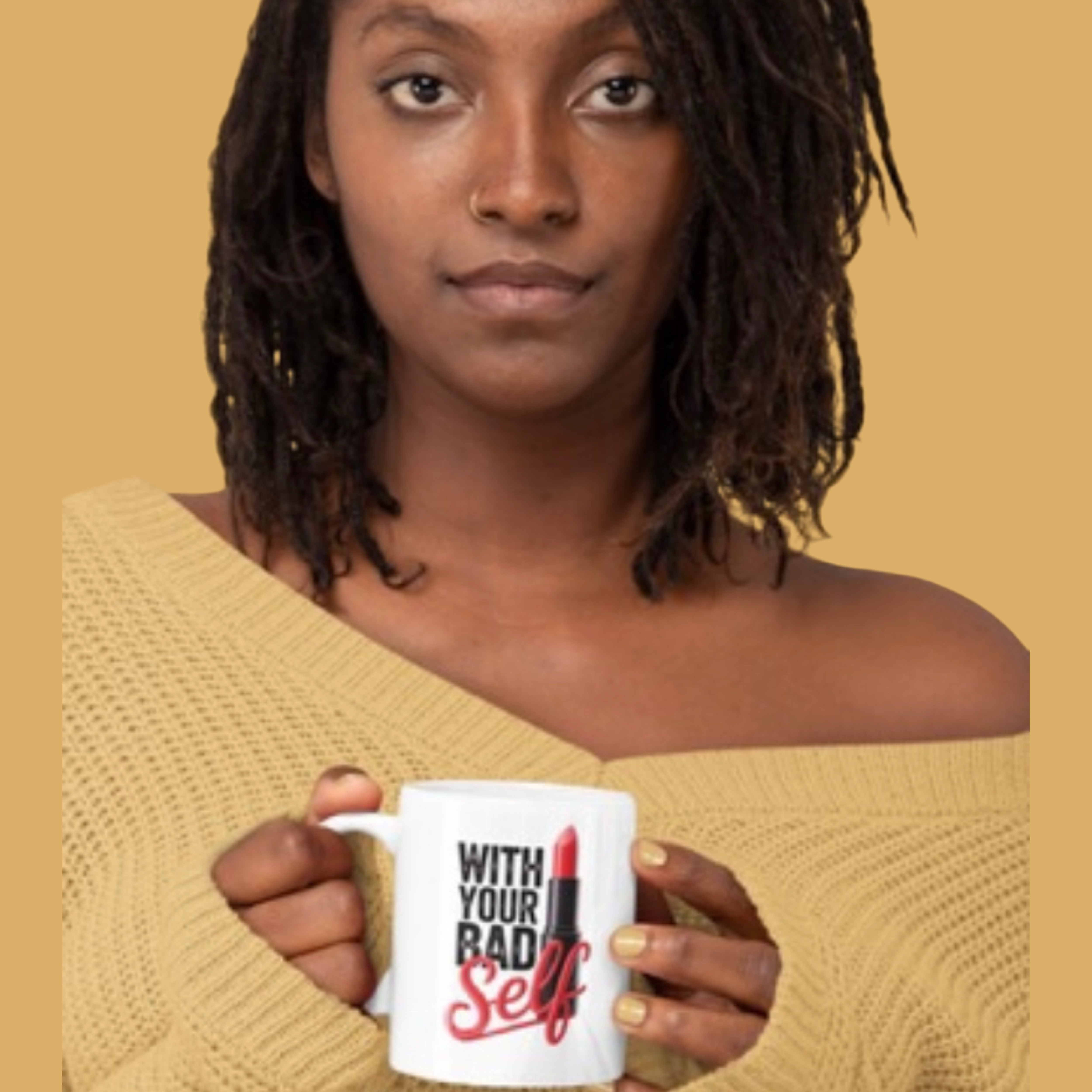 Ceramic Mug – "With Your Bad Self" Red Lipstick Graphic 15oz product thumbnail image