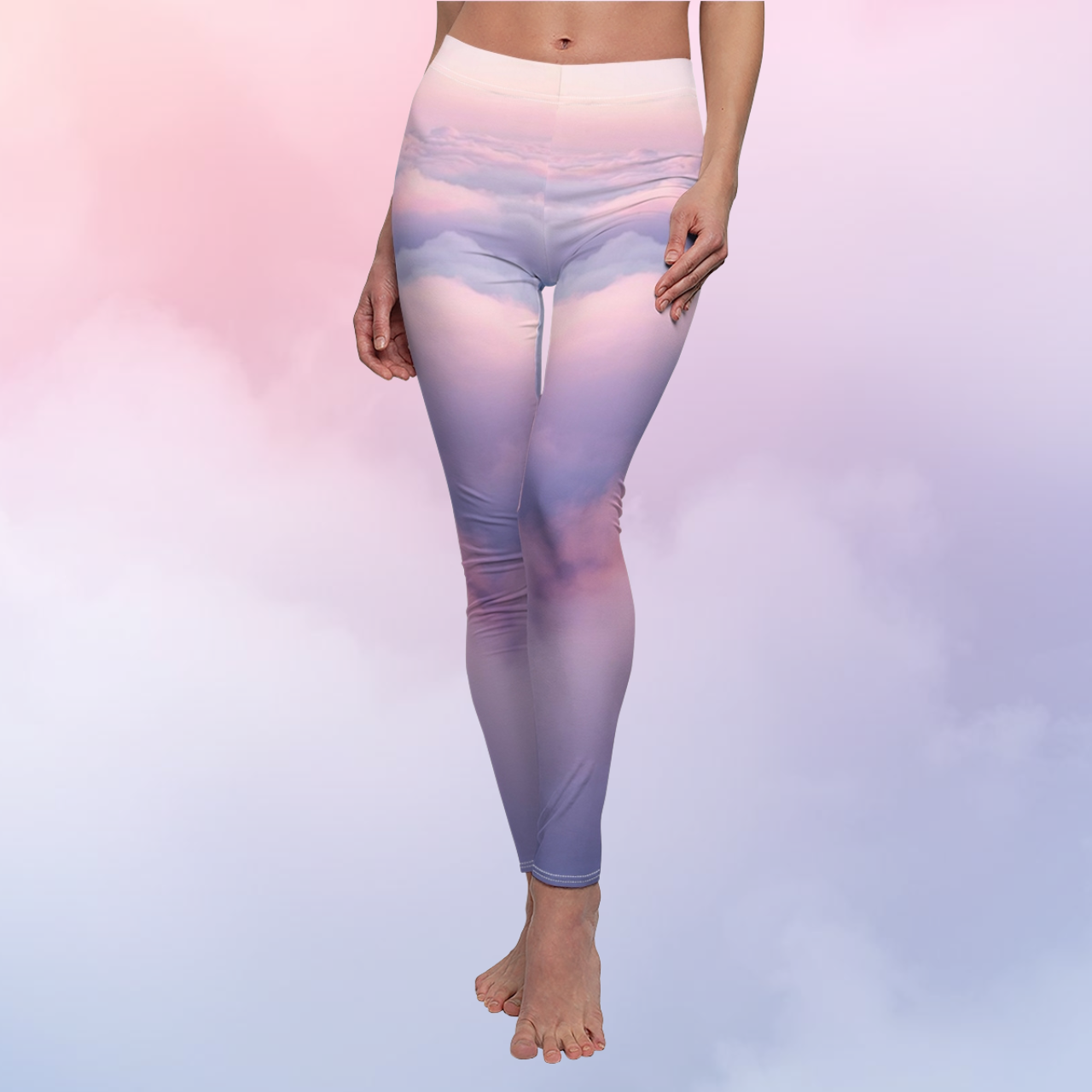 Pastel Cloud Print Leggings — Women's Casual All-Over-Print product thumbnail image